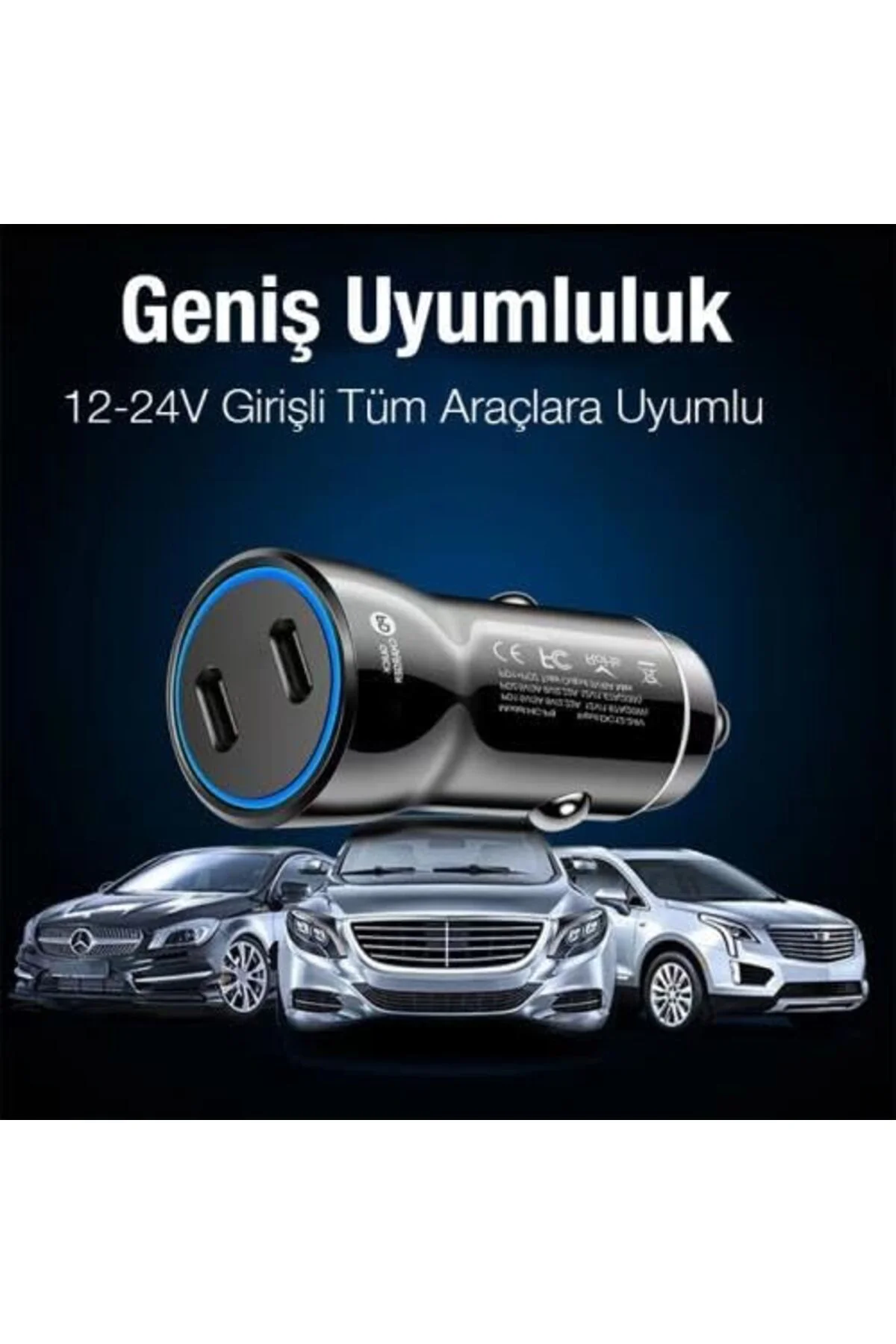 TTKTEKNOLOJİ 60W Turbo Araç Şarjı 2 Type-c Girişli Şarj Akım Koru TTKTEKNOLOJİ 60W Turbo Araç Şarjı 2 Type-c Girişli Şarj Akım Koru