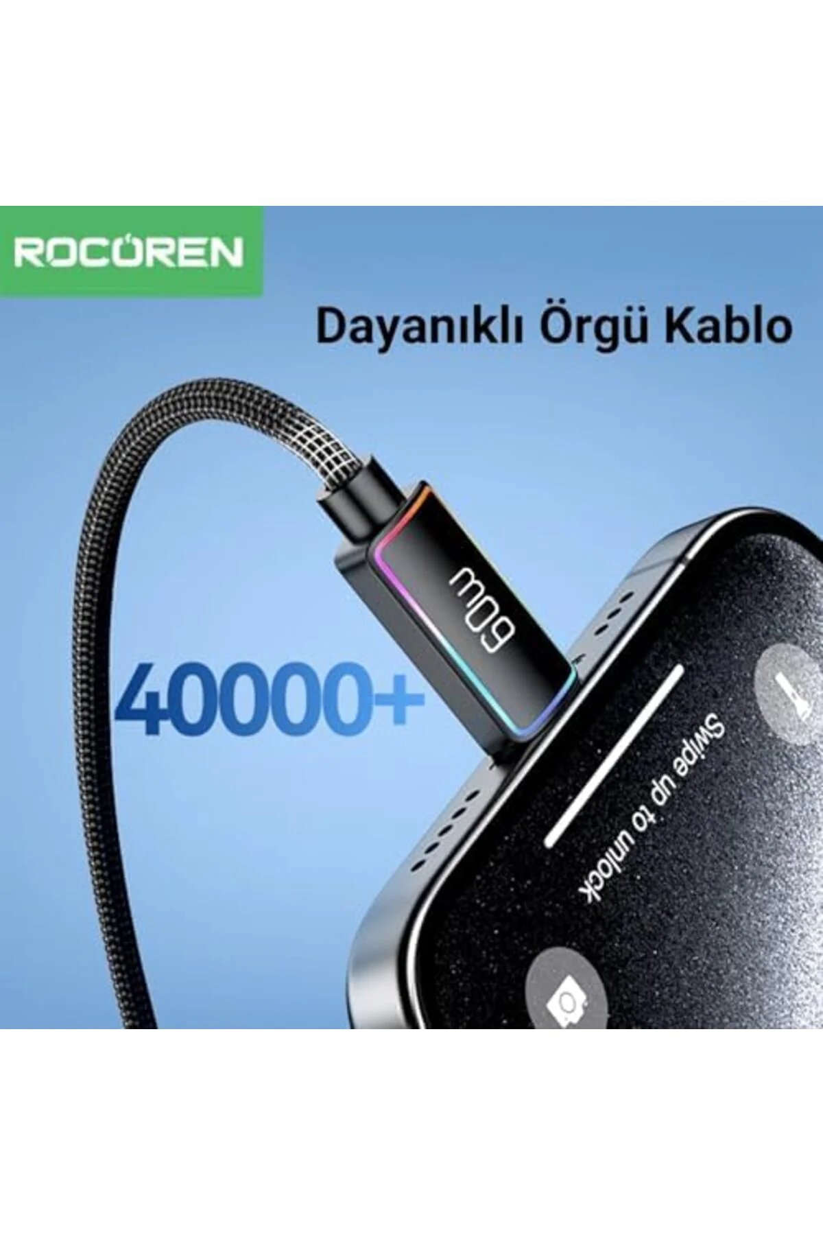 TTKTEKNOLOJİ 60W Type-C to Type-C RGB Aydınlatmalı Örgülü Şarj ve