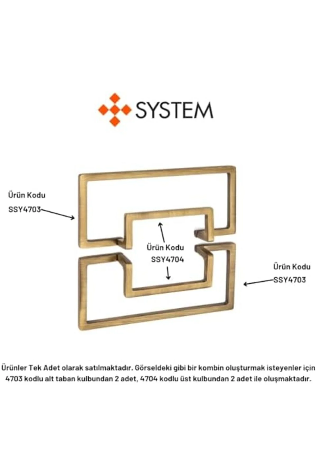 TTKTEKNOLOJİ 64 mm antik rengi Modern Kulp yarım tek adet KRK 395