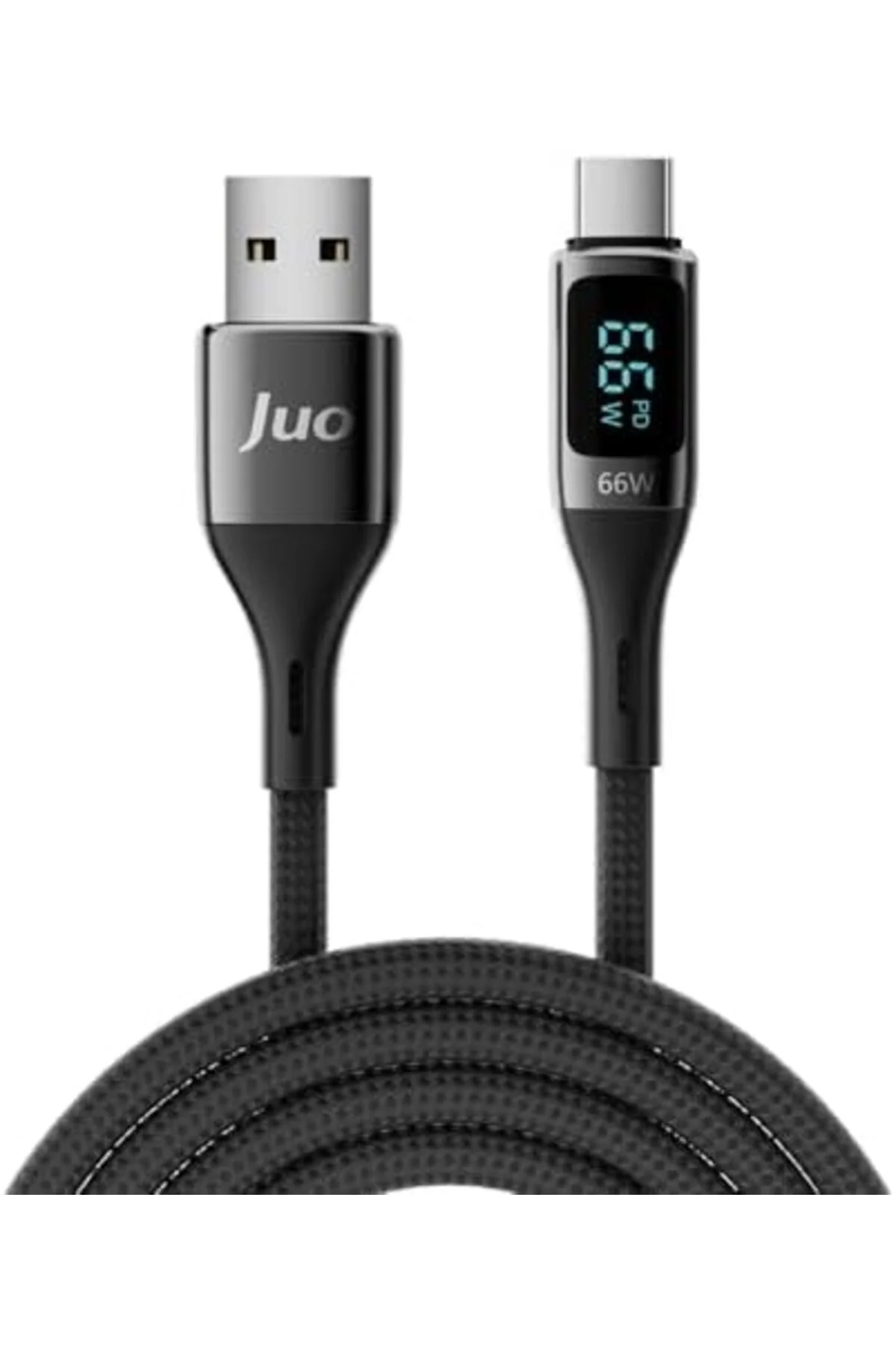 TTKTEKNOLOJİ 66W Dijital Led Ekranlı Örgülü USB-A to USB Type-C H