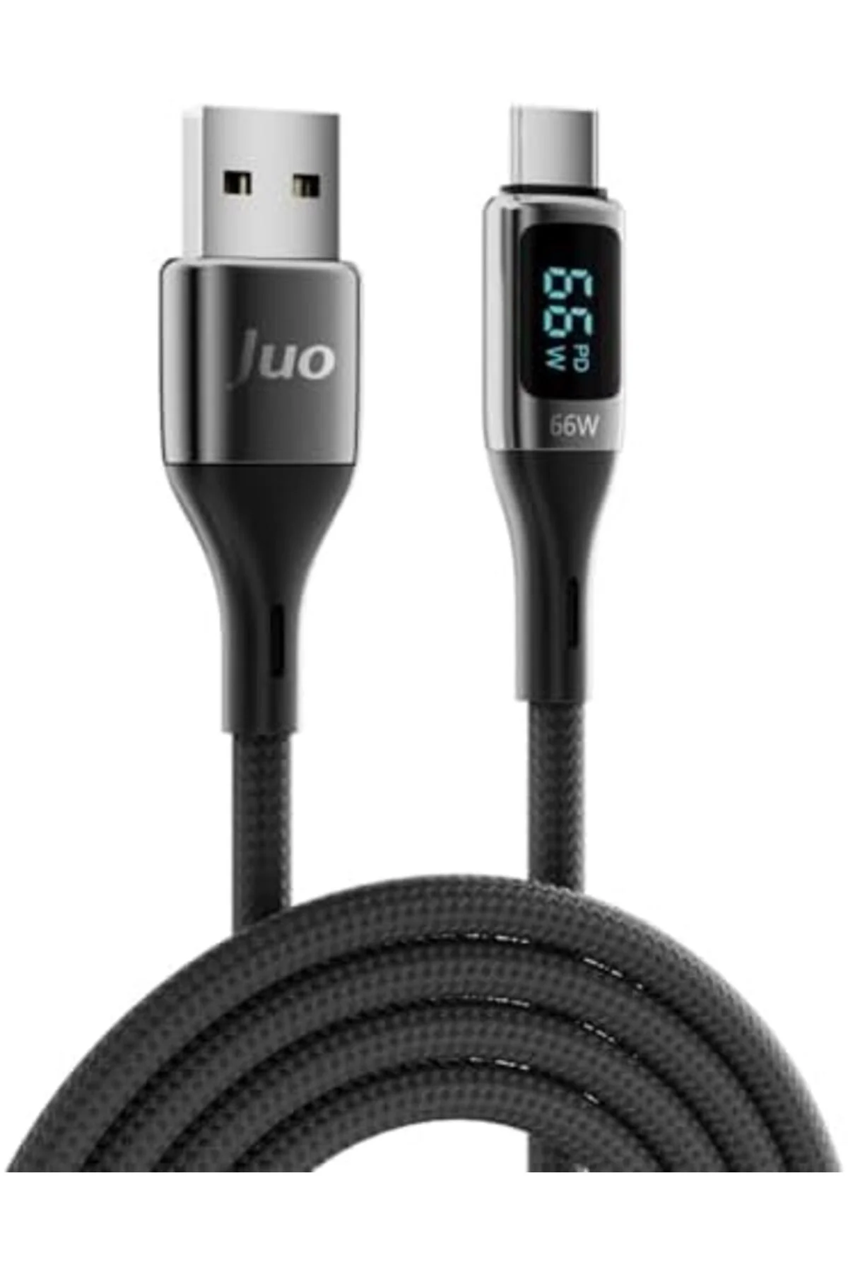 TTKTEKNOLOJİ 66W Dijital Led Ekranlı Örgülü USB-A to USB Type-C H