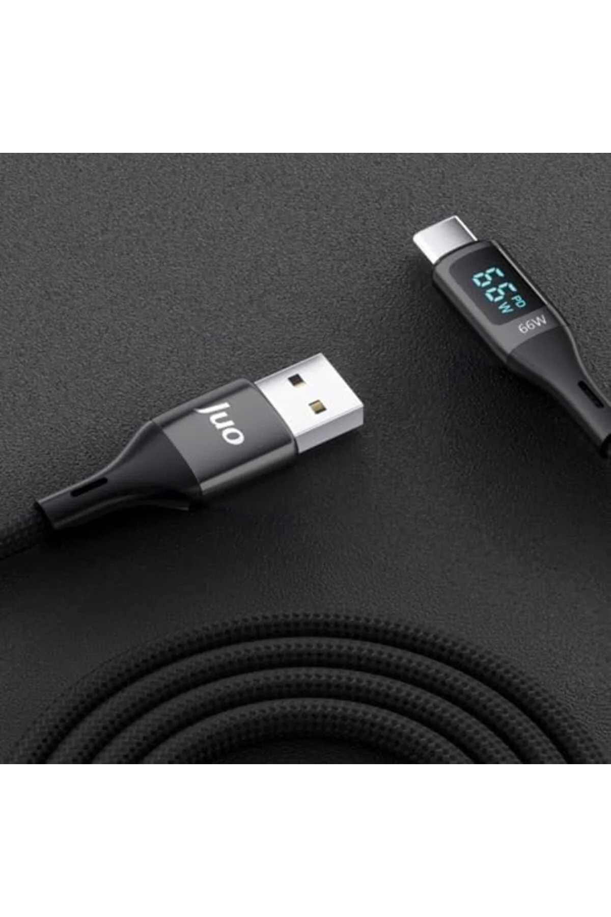 TTKTEKNOLOJİ 66W Dijital Led Ekranlı Örgülü USB-A to USB Type-C H