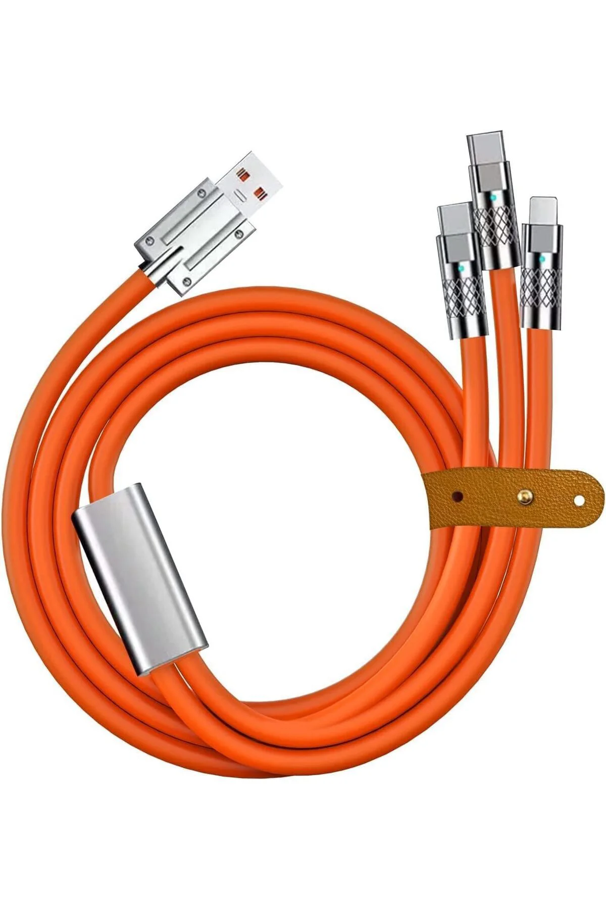 TTKTEKNOLOJİ 6A 3in1 Type-C Sıvı Silikon Data Hızlı Şarj Kablosu 
