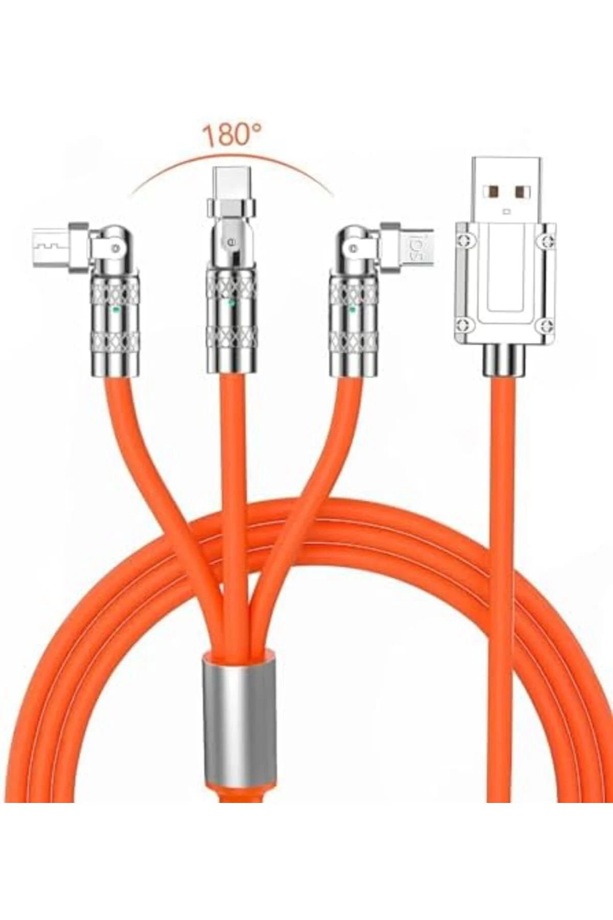 TTKTEKNOLOJİ 6A 3in1 Type-C 180 Derece Sıvı Silikon Data Hızlı Şa TTKTEKNOLOJİ 6A 3in1 Type-C 180 Derece Sıvı Silikon Data Hızlı Şa