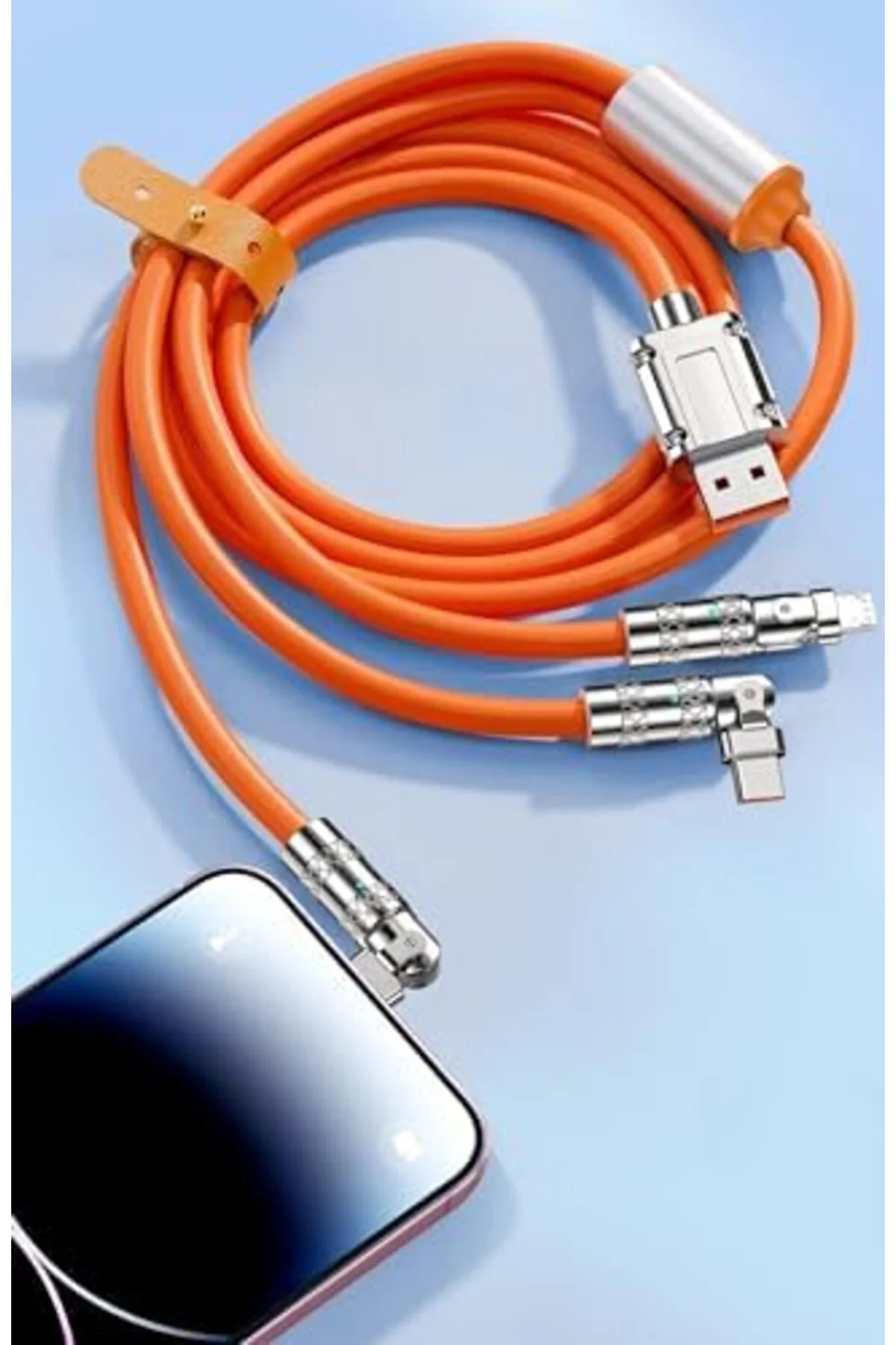 TTKTEKNOLOJİ 6A 3in1 Type-C 180 Derece Sıvı Silikon Data Hızlı Şa TTKTEKNOLOJİ 6A 3in1 Type-C 180 Derece Sıvı Silikon Data Hızlı Şa
