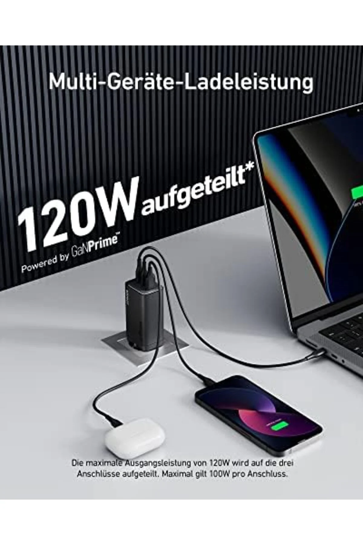 TTKTEKNOLOJİ 737 Şarj Cihazı (GaNPrime 120W); MacBook Pro/Air, iP