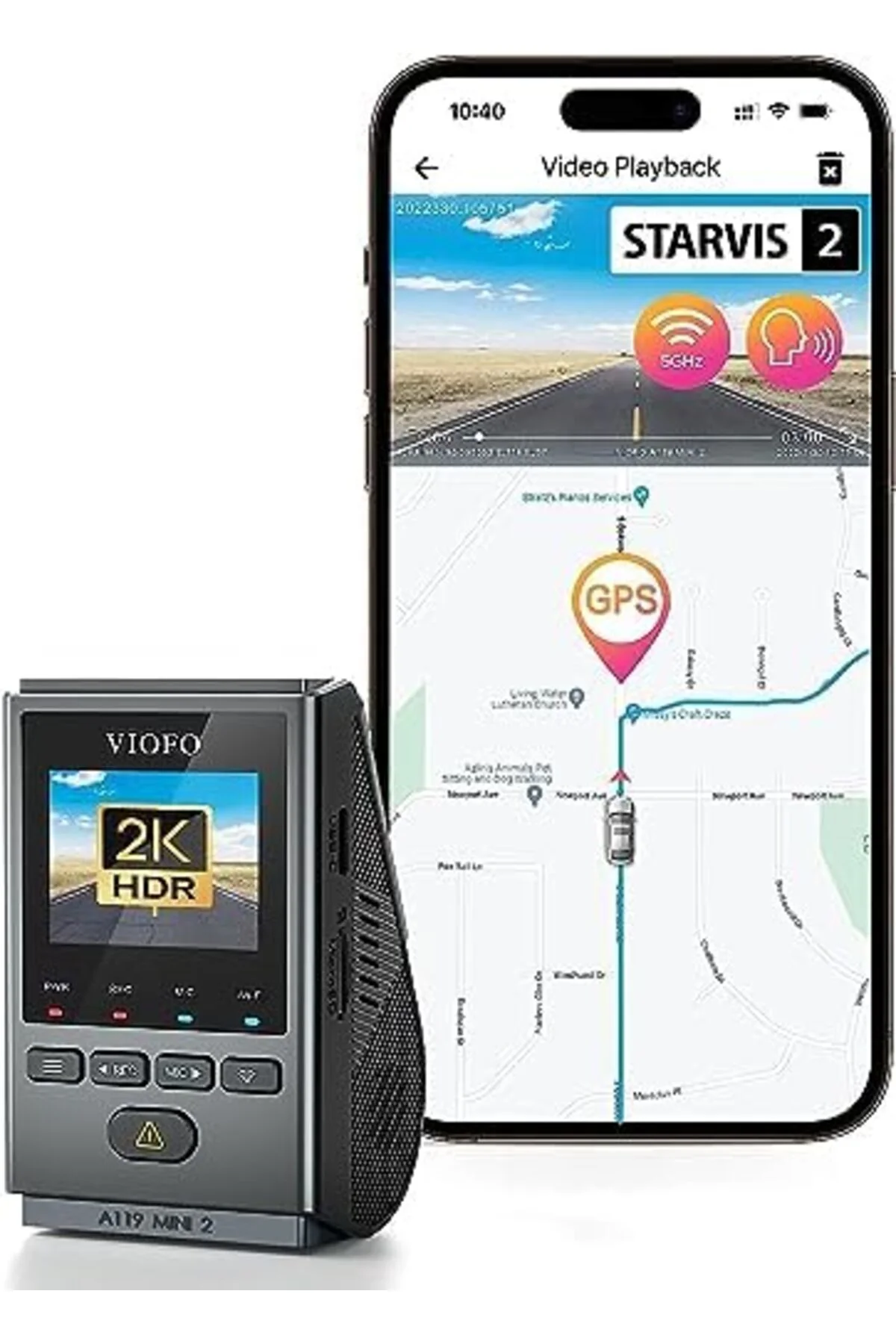 TTKTEKNOLOJİ A119 Mini-2 HDR 2K 60FPS 5GHz WiFi ve GPS'li Araç Ka