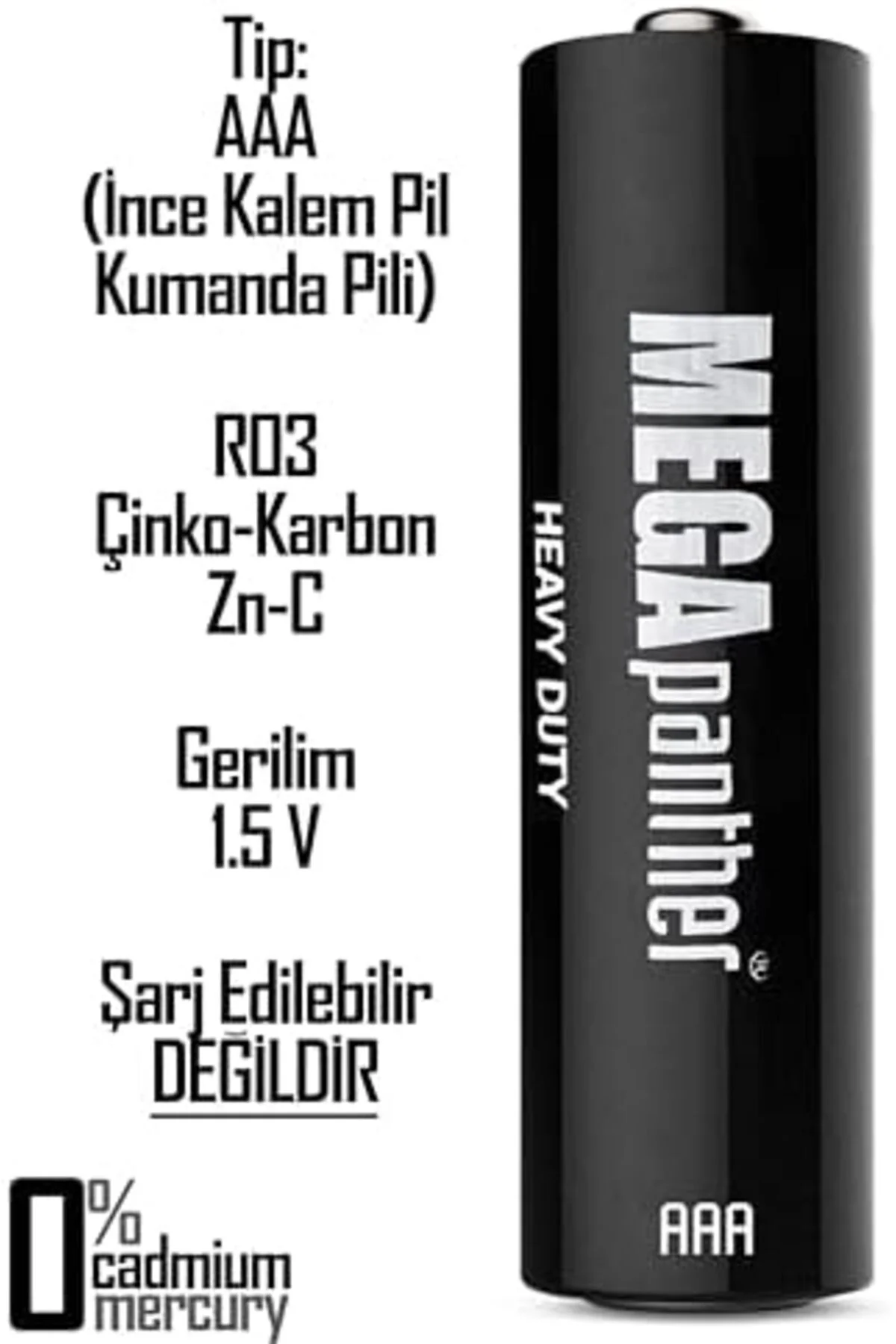 TTKTEKNOLOJİ AAA R03 İnce Kalem Pil Kumanda Pili Zn-C 1.5V (24) T