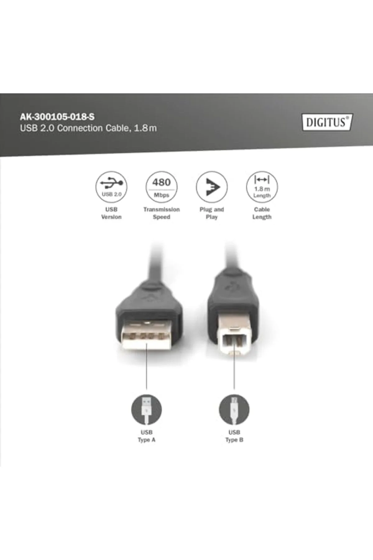 TTKTEKNOLOJİ AK-300105-018-S USB 2.0 Bağlantı Kablosu TTKTEKNOLOJ