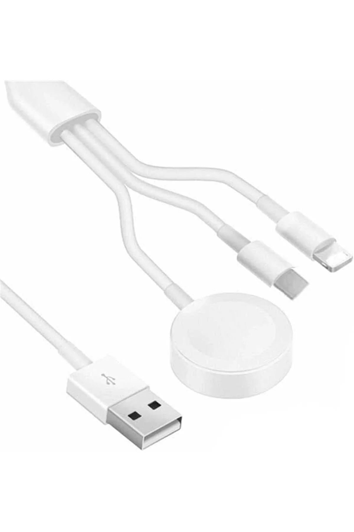 TTKTEKNOLOJİ Akıllı Saat + Lightning + Type-C- USB Şarj Çoklu Kablosu 3 in 1 Beyaz TTKTEKNOLOJİ 3955