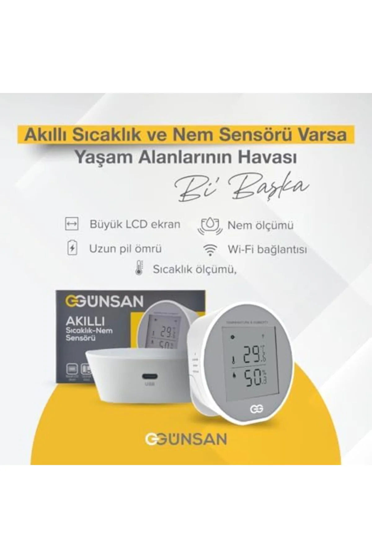 TTKTEKNOLOJİ Akıllı Wifi Sıcaklık & Nem Sensörü & Smart Life Uyum