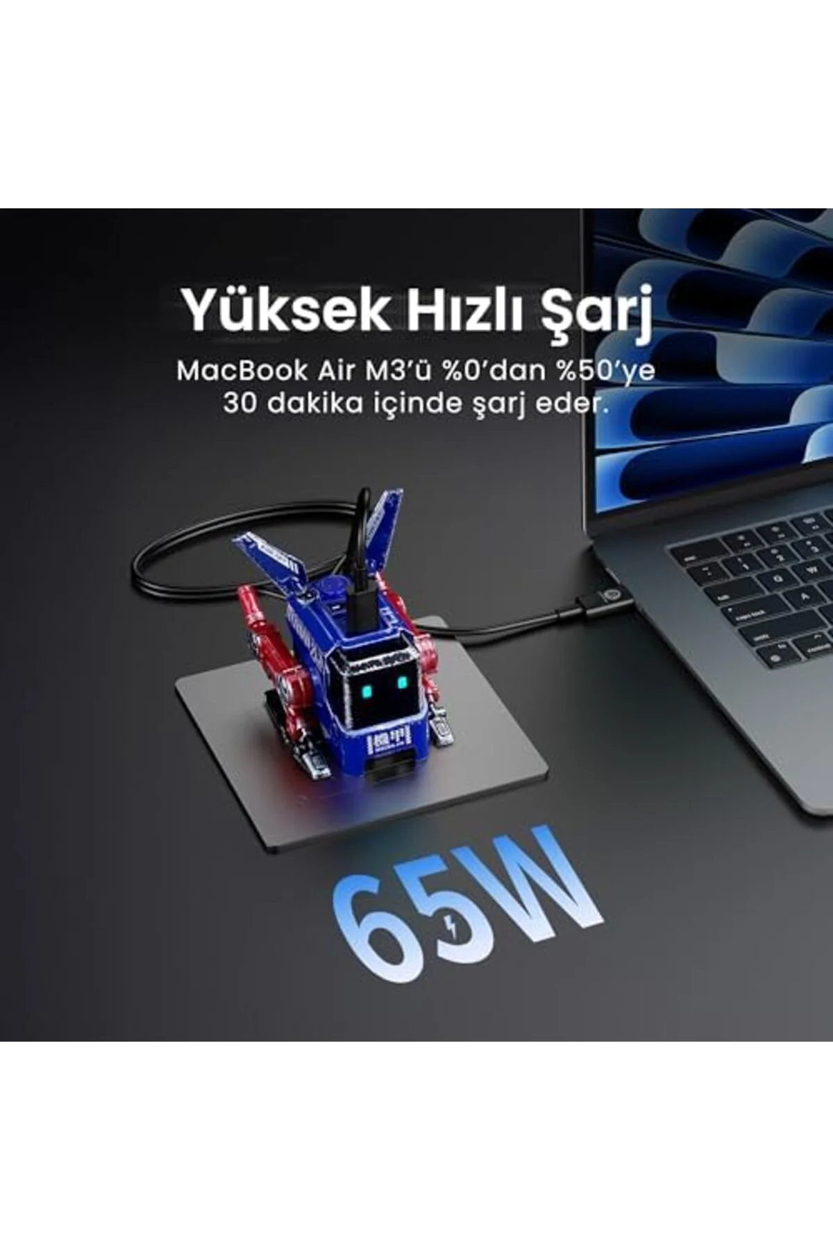 TTKTEKNOLOJİ Alpha 65W GaN Hızlı Şarj Cihazı Mavi TTKTEKNOLOJİ 39