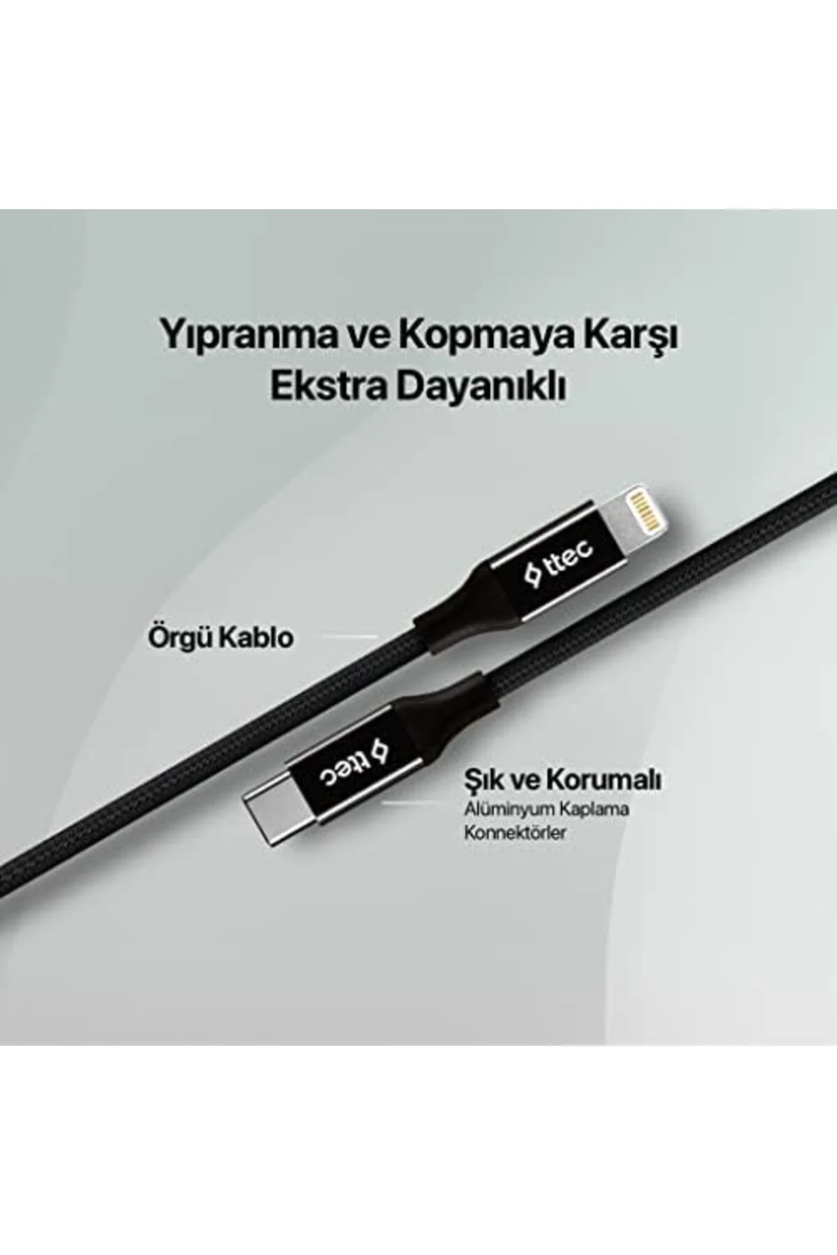 TTKTEKNOLOJİ AlumiCable USB-C - Lightning Hızlı Şarj Kablosu 150c
