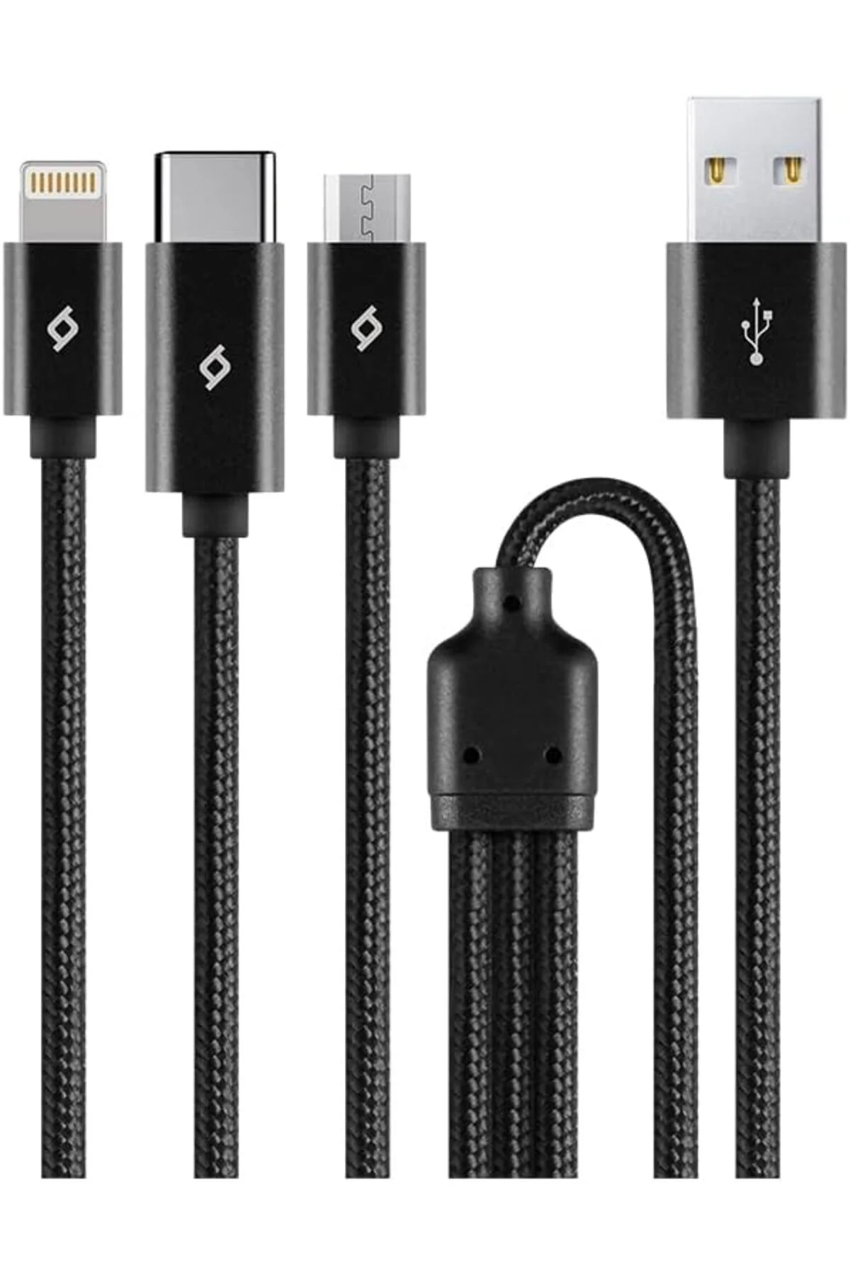 TTKTEKNOLOJİ AlumiCable Trio Şarj Kablosu 1mt. Type-C, Lightning,
