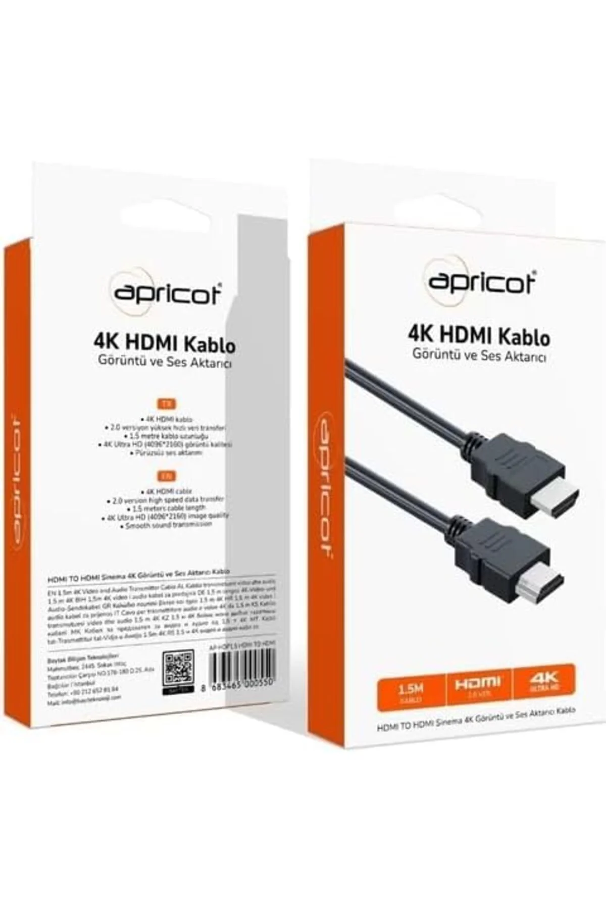 TTKTEKNOLOJİ Apricot AP-HDP 1.5 Metre 4K Kutulu HDMI Kablo TTKTEK