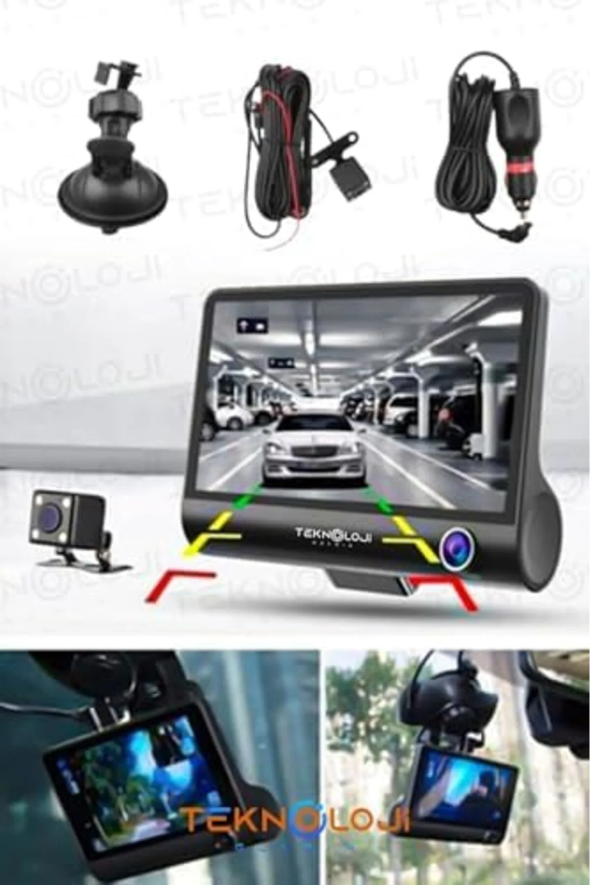 TTKTEKNOLOJİ Araç İçi Kamera 4'' Lcd Ekran 3 Kameralı 170° Geniş 