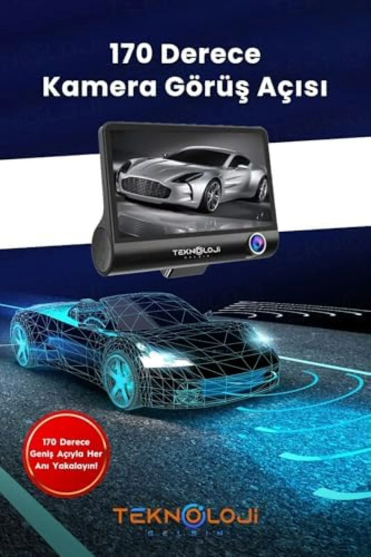 TTKTEKNOLOJİ Araç İçi Kamera 4'' Lcd Ekran 3 Kameralı 170° Geniş 