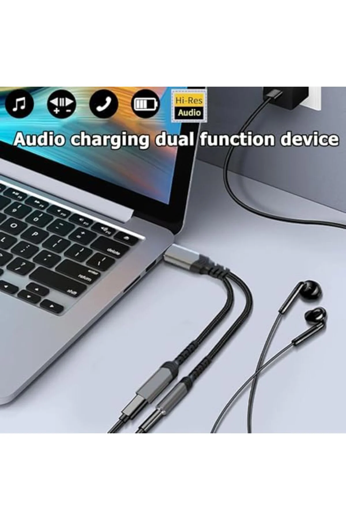 TTKTEKNOLOJİ AWINLI USB C - 3,5 mm Kulaklık ve Şarj Aleti Adaptör