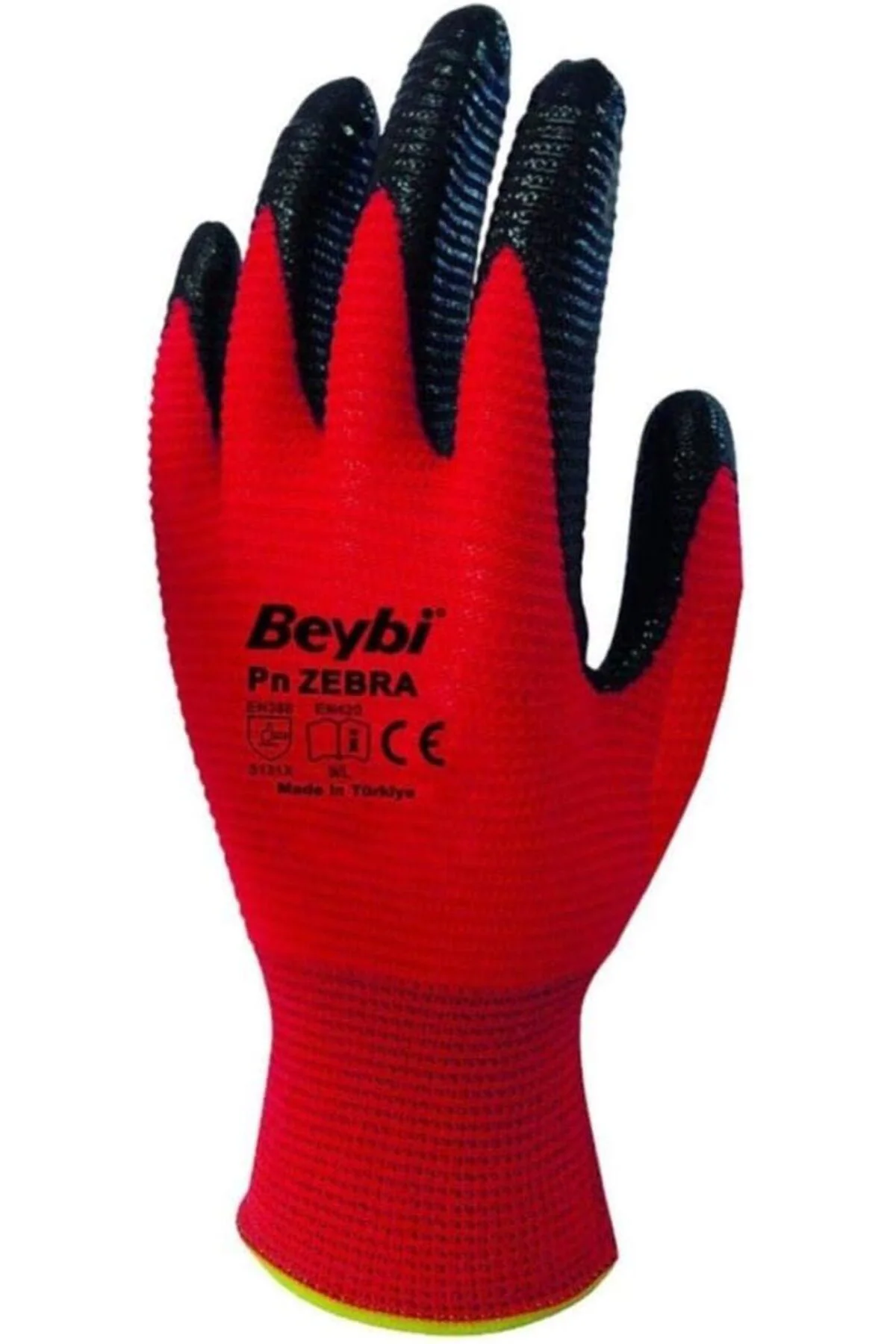 TTKTEKNOLOJİ Beybi PN Zebra Polyester Örme Nitril Eldiven No 10, 