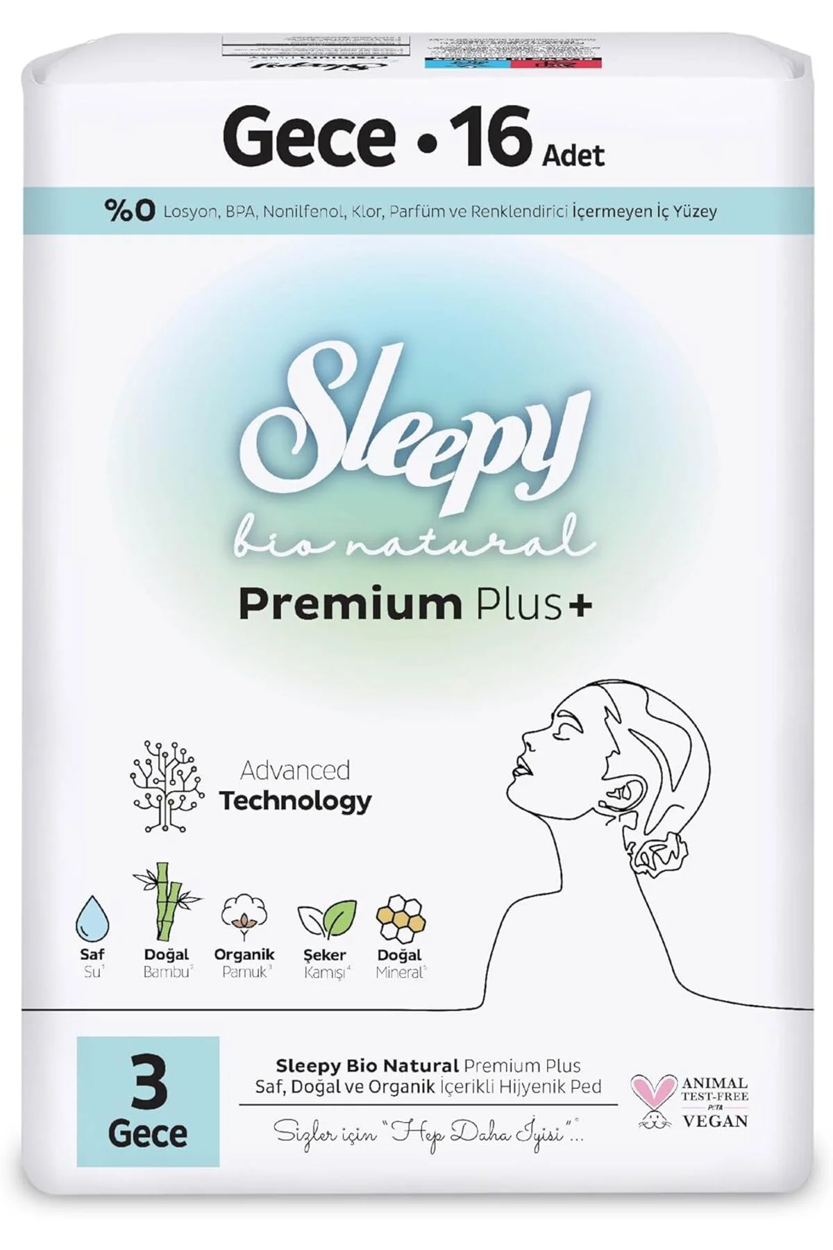 TTKTEKNOLOJİ Bio Natural Premium Plus Hijyenik Ped Gece 16 Adet K TTKTEKNOLOJİ Bio Natural Premium Plus Hijyenik Ped Gece 16 Adet K