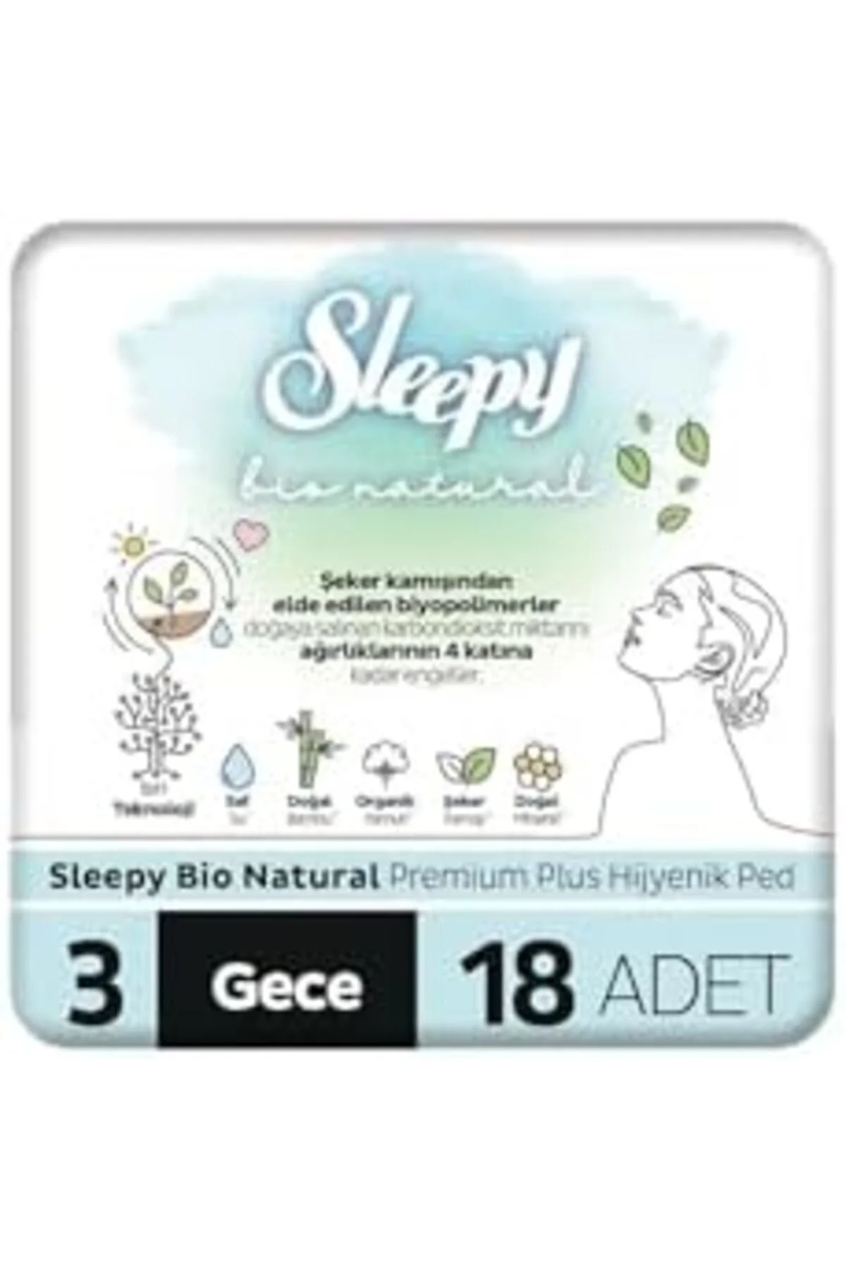 TTKTEKNOLOJİ Bio Natural Premium Plus Hijyenik Ped Gece 18 Adet x