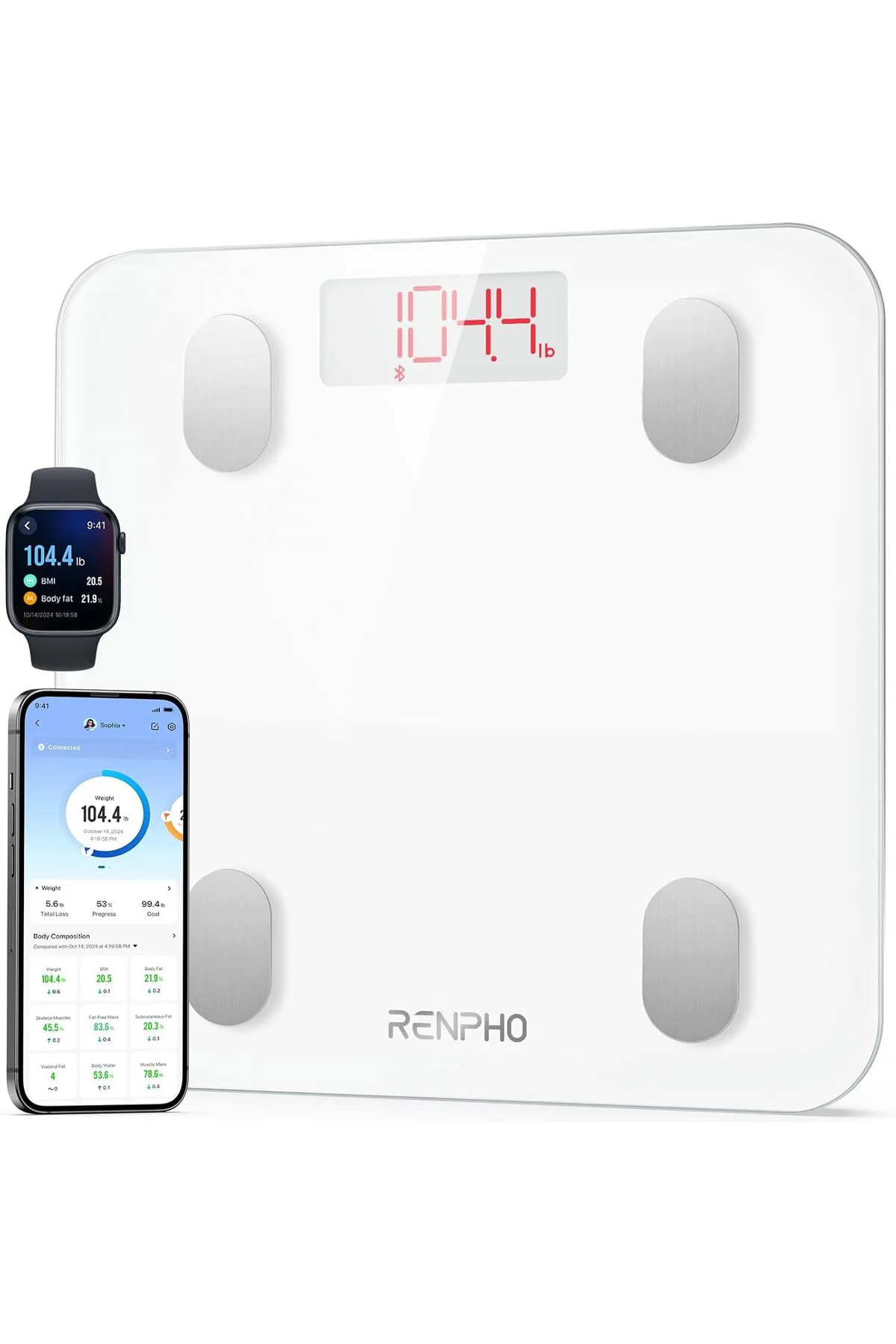 TTKTEKNOLOJİ Bluetooth Vücut Yağ Ölçeği, Dijital Akıllı Banyo Ağı