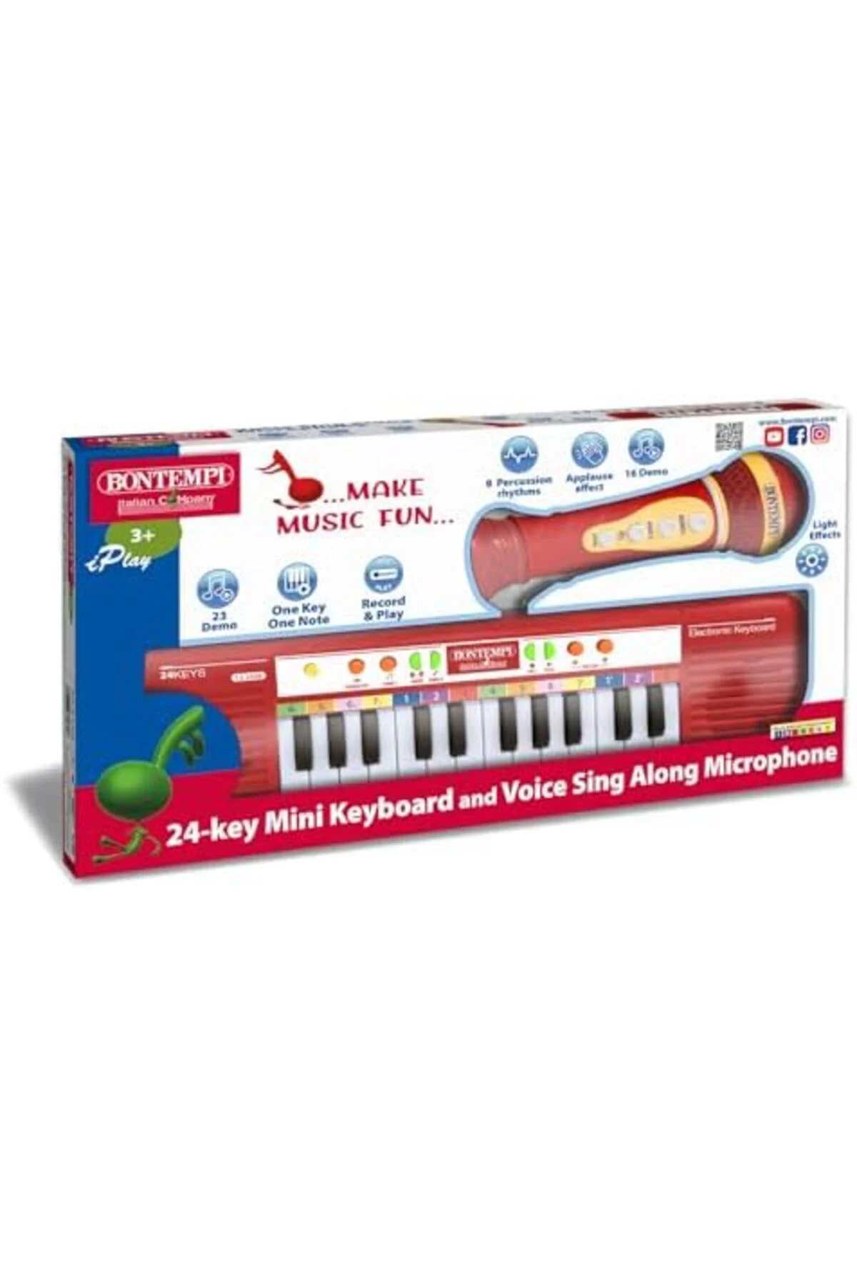 TTKTEKNOLOJİ Bontempi Elektronik Karaoke Seti, 24 Tuşlu Işıklı Or