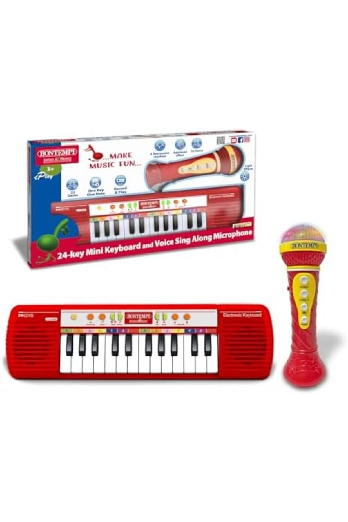 TTKTEKNOLOJİ Bontempi Elektronik Karaoke Seti, 24 Tuşlu Işıklı Or