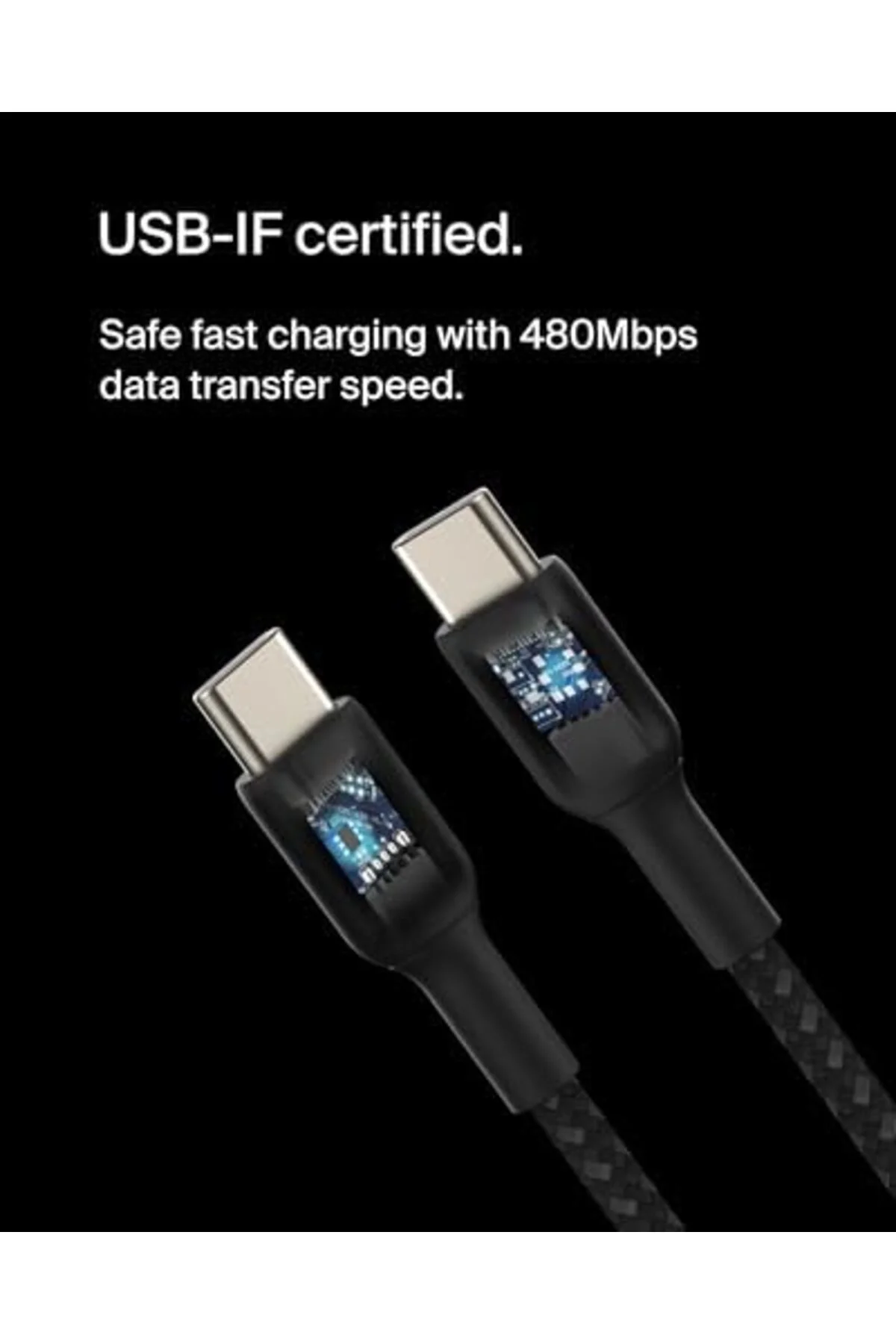 TTKTEKNOLOJİ Boost Charge Örgülü USB-C, Hızlı Şarj Cihazı, USB-C 