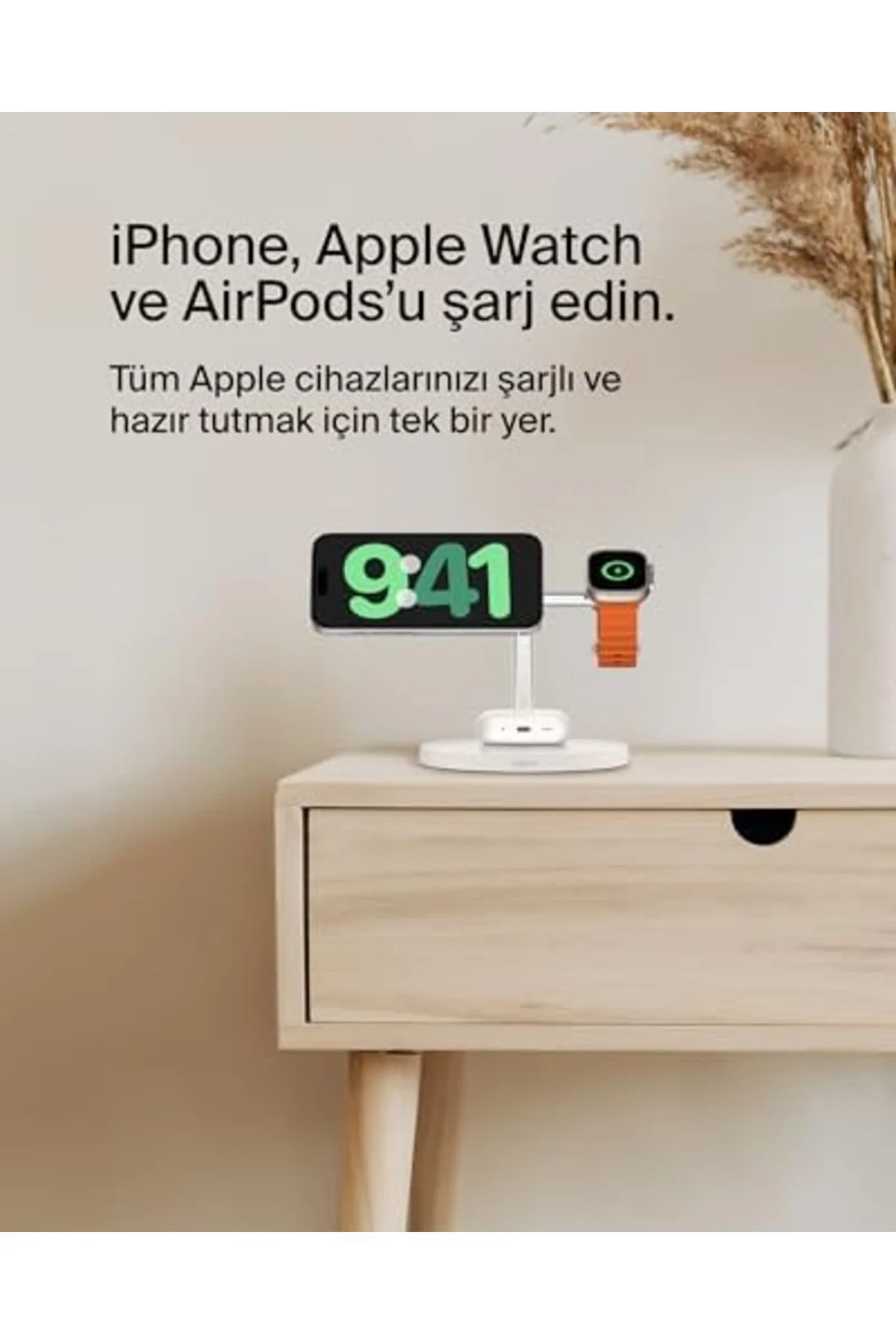 TTKTEKNOLOJİ BoostCharge 3'ü 1 Arada Qi2 şarj cihazı, MagSafe uyu