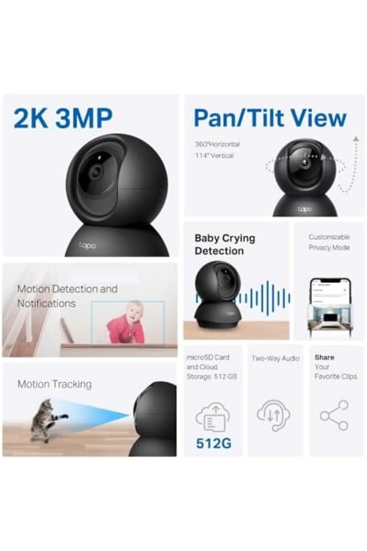 TTKTEKNOLOJİ C211 2K 3MP Yatay ve Dikey Ev Güvenliği Wi-Fi Kamera Fiyatı, Yorumları ve Özellikleri
