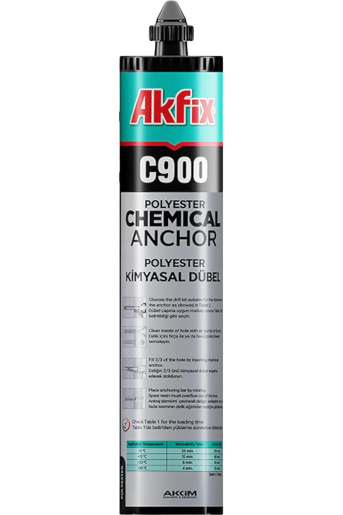 TTKTEKNOLOJİ C900 Poliester Kimyasal Dübel, 345ml, ve Taş Yüzeyle