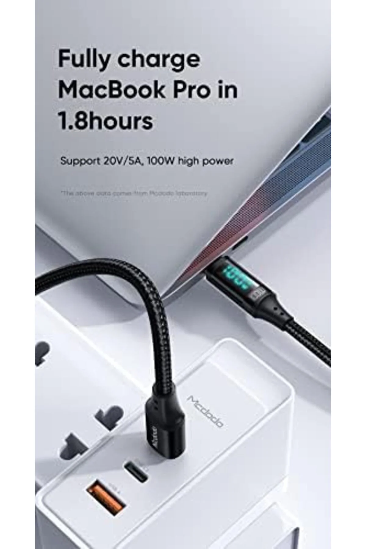 TTKTEKNOLOJİ CA-1100 Type-C Kablo 100W - Dijital Watt Göstergeli 