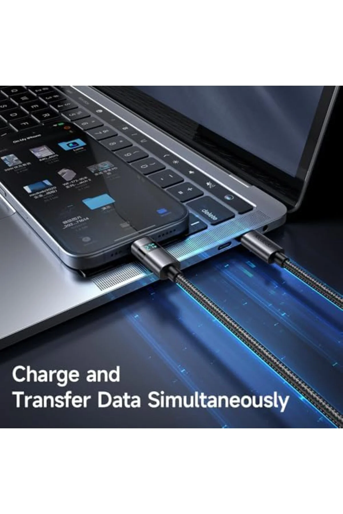 TTKTEKNOLOJİ Ca-5610 USB-C To USB-C 100W Kablo Yatay Led Ekranli 