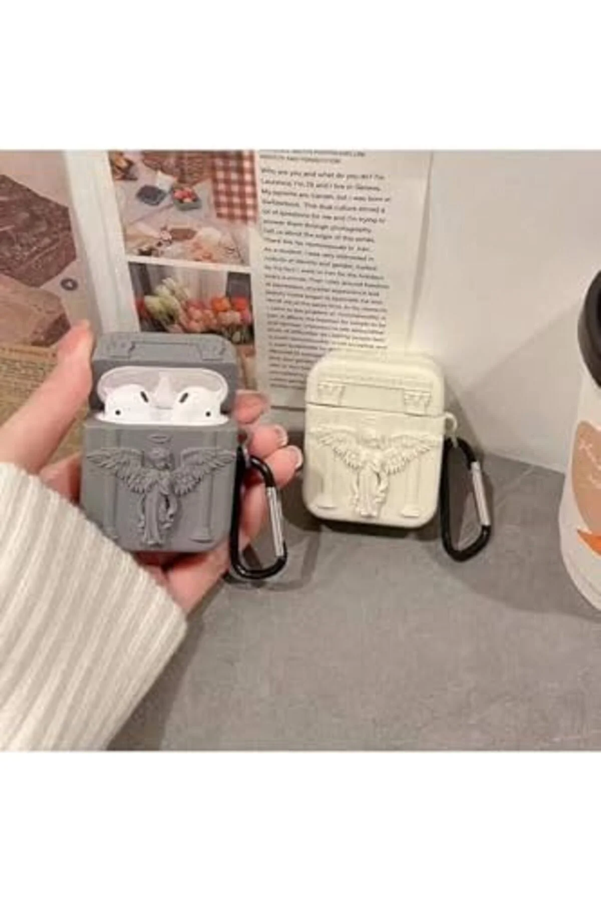 TTKTEKNOLOJİ CaseOnn Kılıf Antik Melek Bej Bej AirPods Pro ile uy