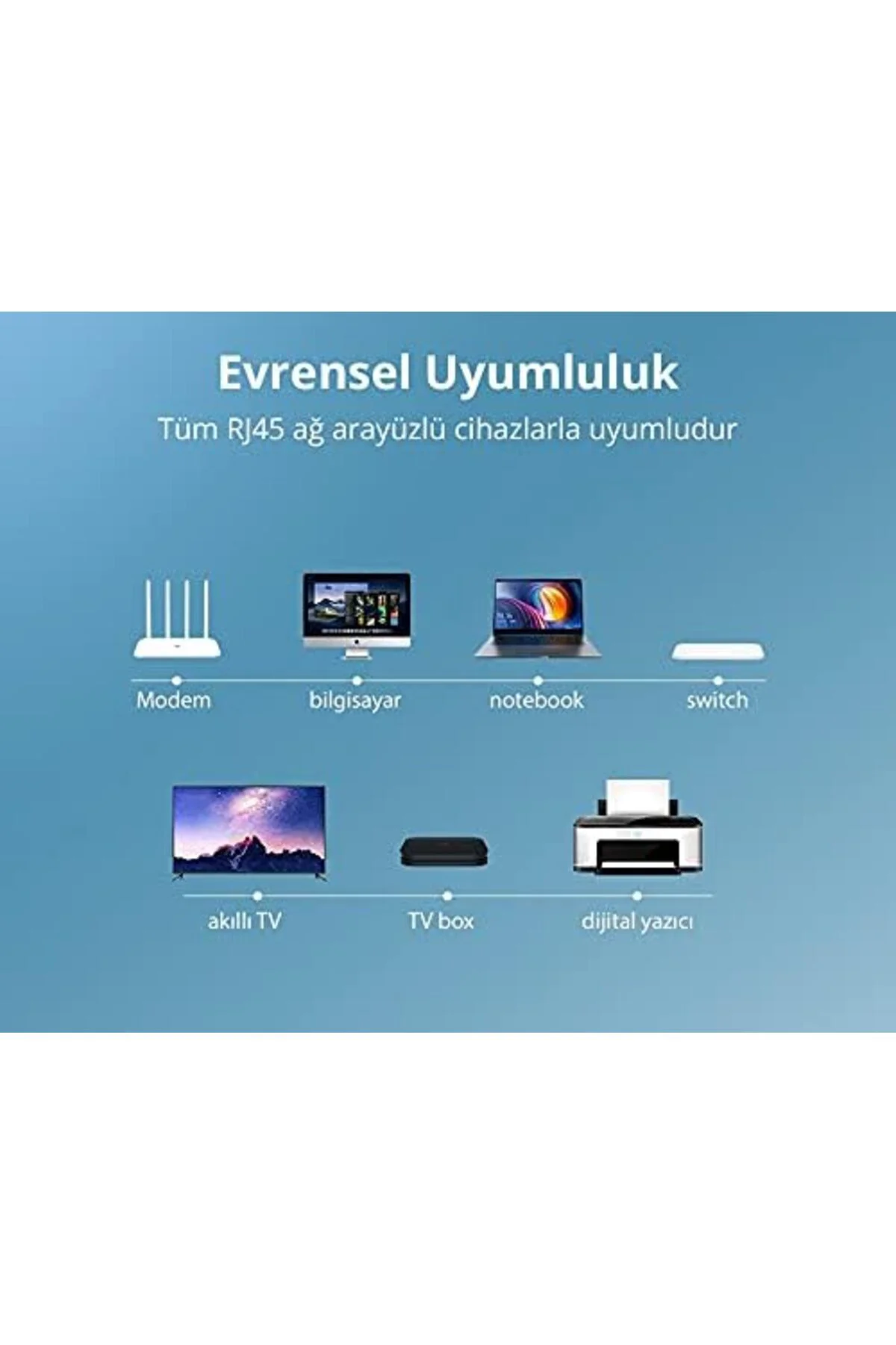 TTKTEKNOLOJİ CAT6 Flat Ethernet Kablosu, 1 Metre, Siyah TTKTEKNOL