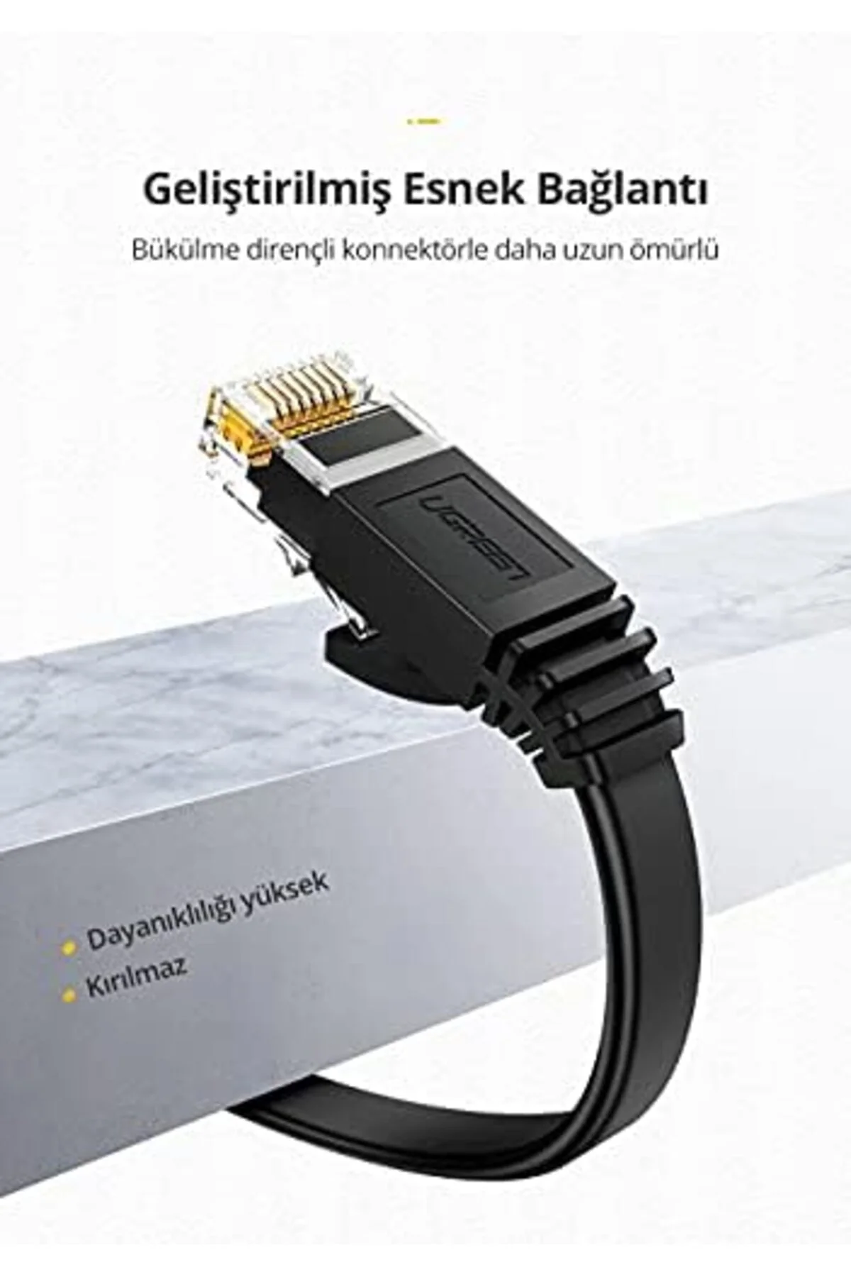 TTKTEKNOLOJİ CAT6 Flat Ethernet Kablosu, 5 Metre, Siyah TTKTEKNOL