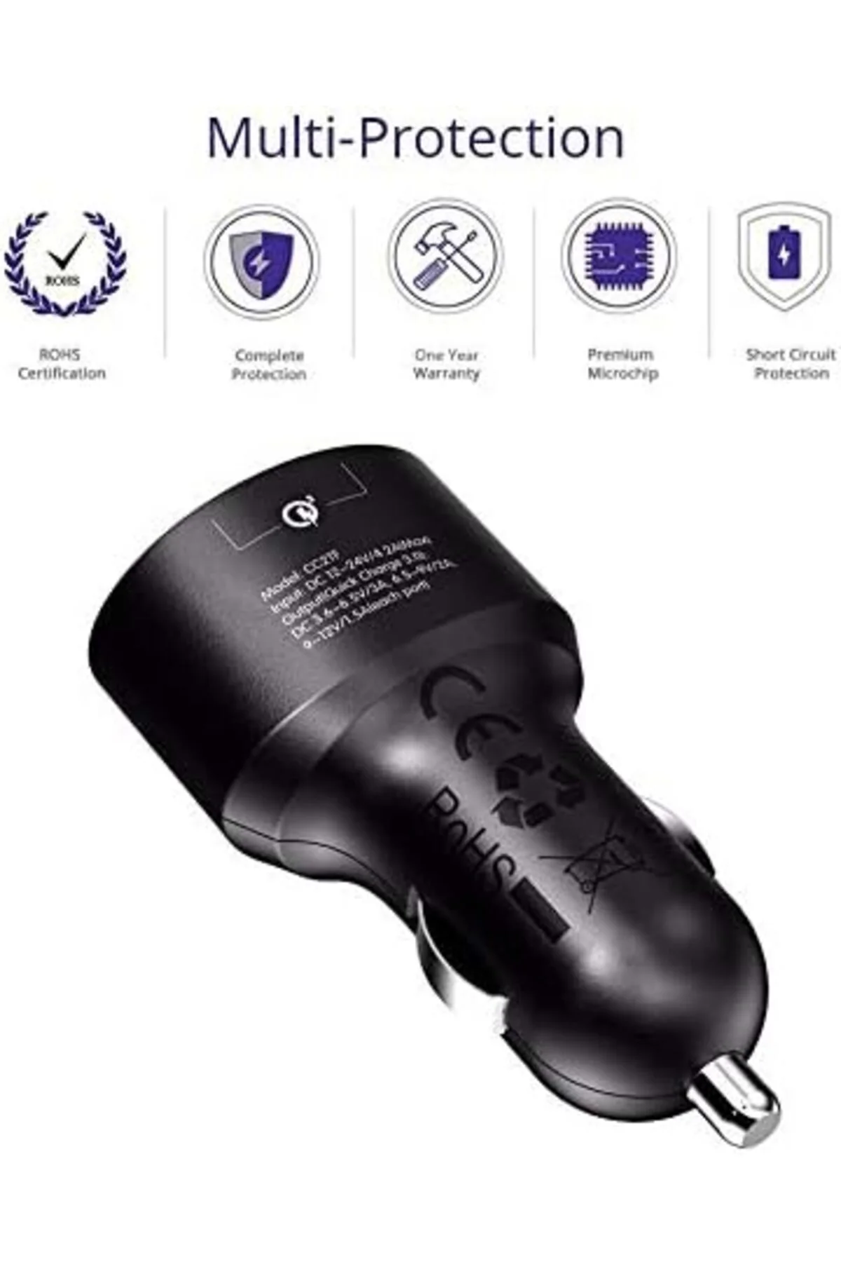 TTKTEKNOLOJİ CC2TF Çift USB Çıkışlı Qualcomm QC 3.0 Araç Şarj Cih
