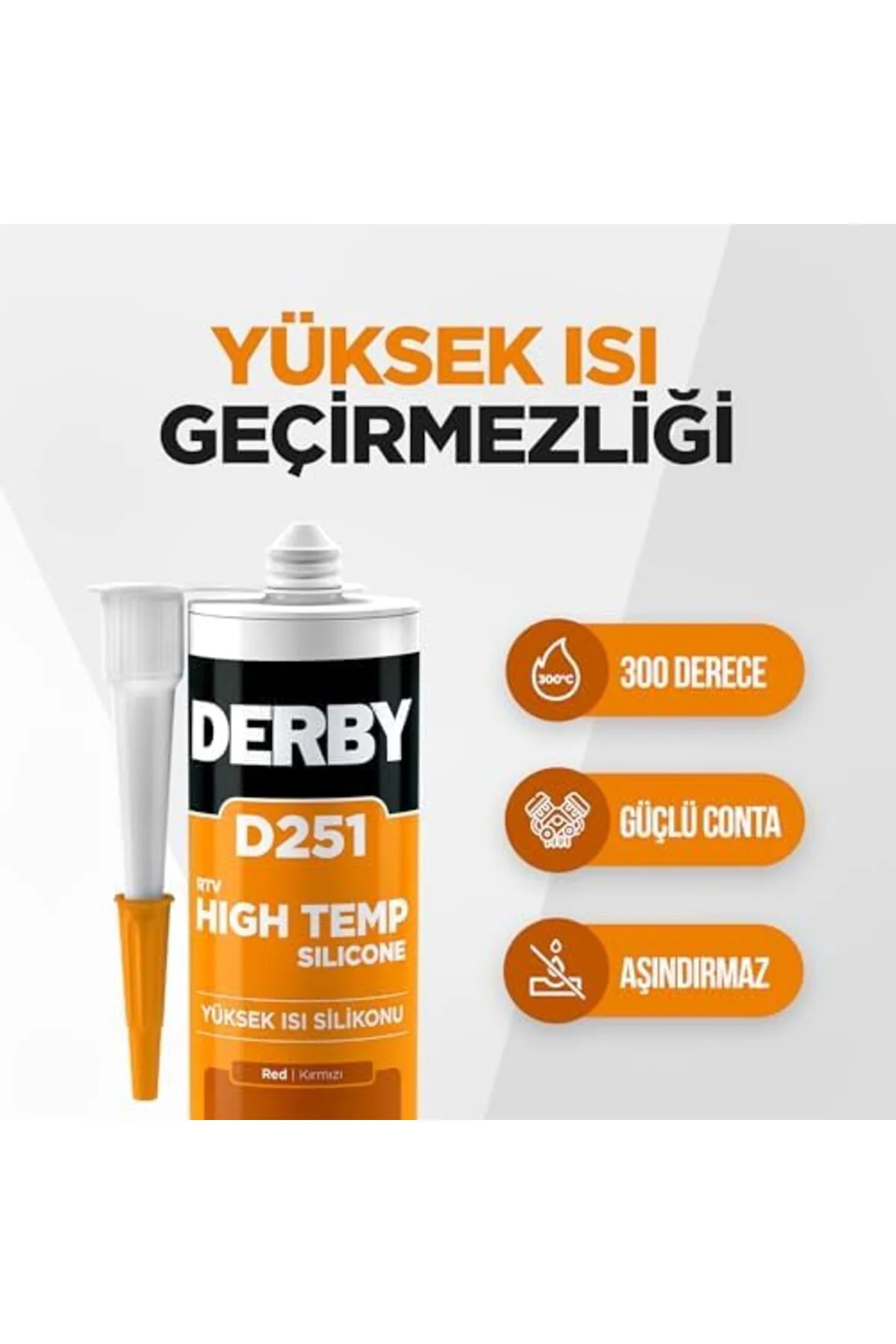 TTKTEKNOLOJİ D251 RTV Isı Silikonu 300 derece c Kırmızı - 280ml K