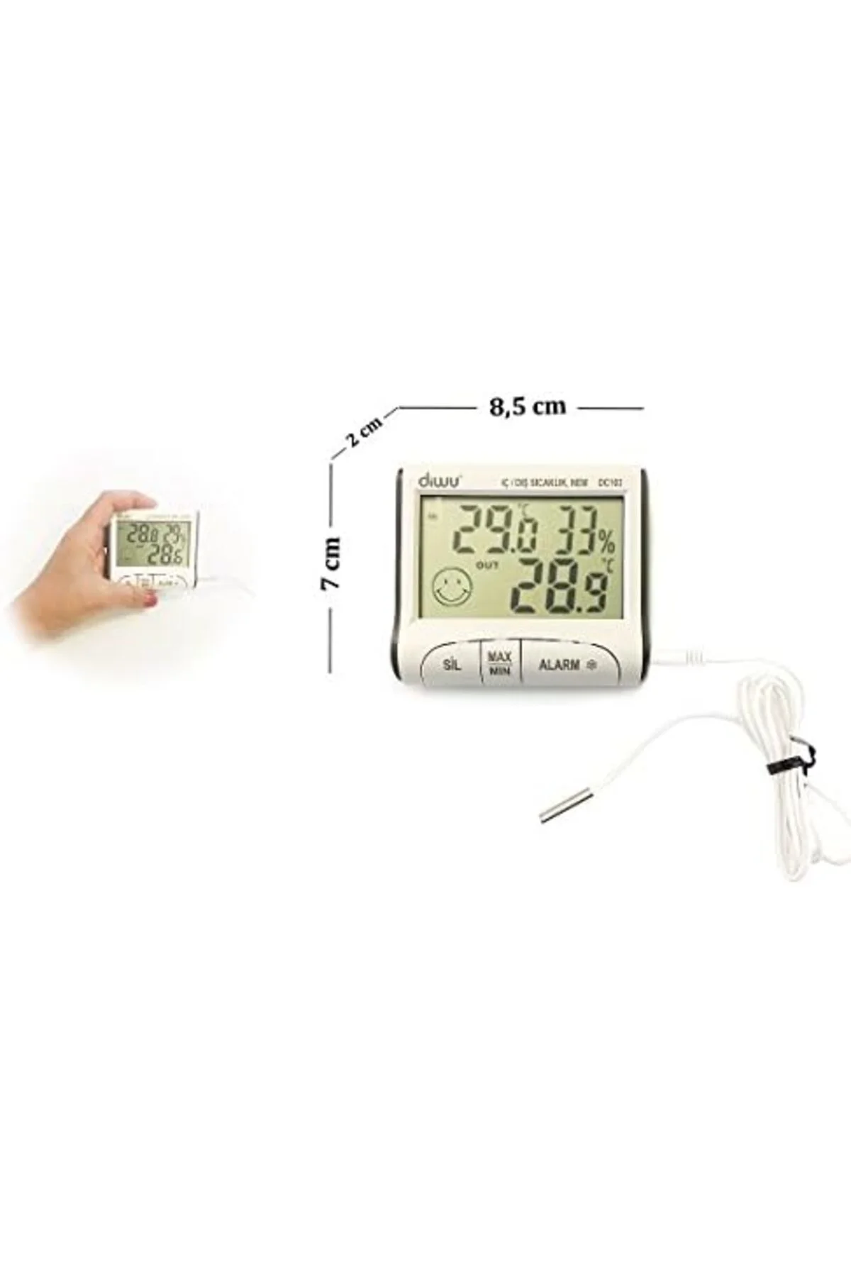 TTKTEKNOLOJİ DC103 İç Dış Max-Min Prob Termometre Nem Ölçer KRK 3