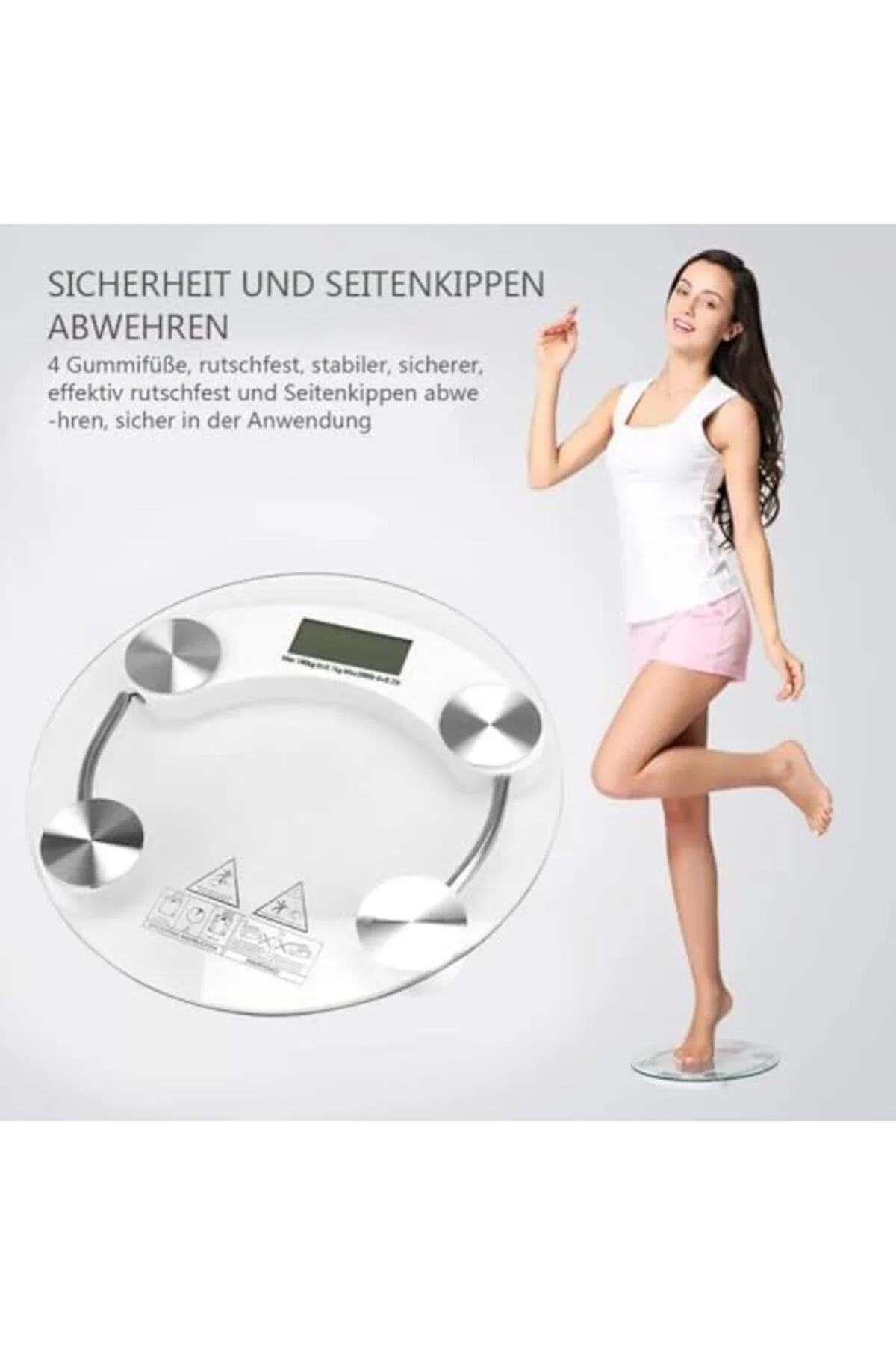 TTKTEKNOLOJİ Dijital Terazi Lcd Ekran Temperli Cam Banyo Baskülü 