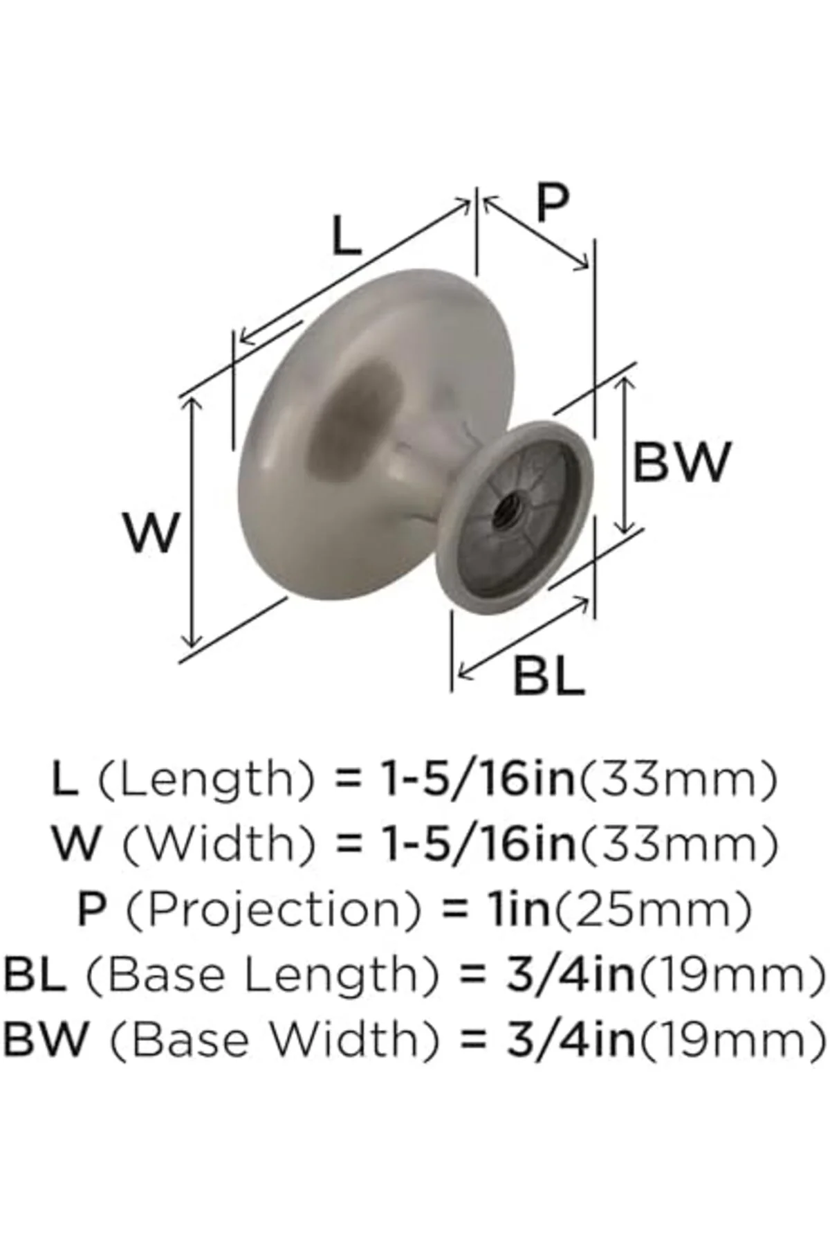 TTKTEKNOLOJİ | Dolap Topuzu | Nikel | 1-5/16 inç (33 mm) Çap | İl TTKTEKNOLOJİ | Dolap Topuzu | Nikel | 1-5/16 inç (33 mm) Çap | İl