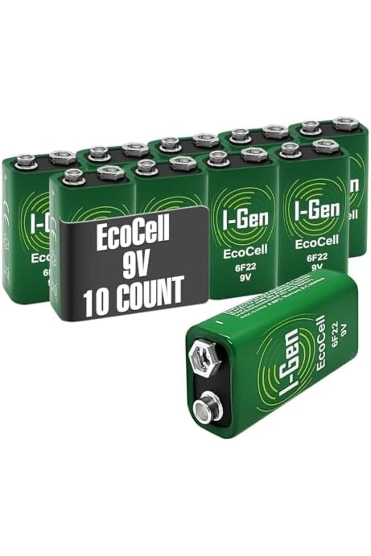 TTKTEKNOLOJİ Ecocell Çinko Karbon 9V (6F22) 9 Volt Pil 10'Lu Pake