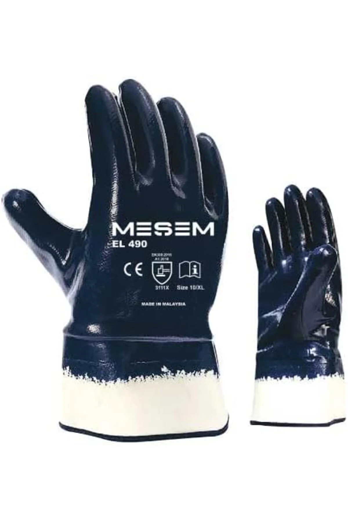 TTKTEKNOLOJİ EL490 Petrolcü Eldiveni, Lacivert, Nitril Kaplı, XL 