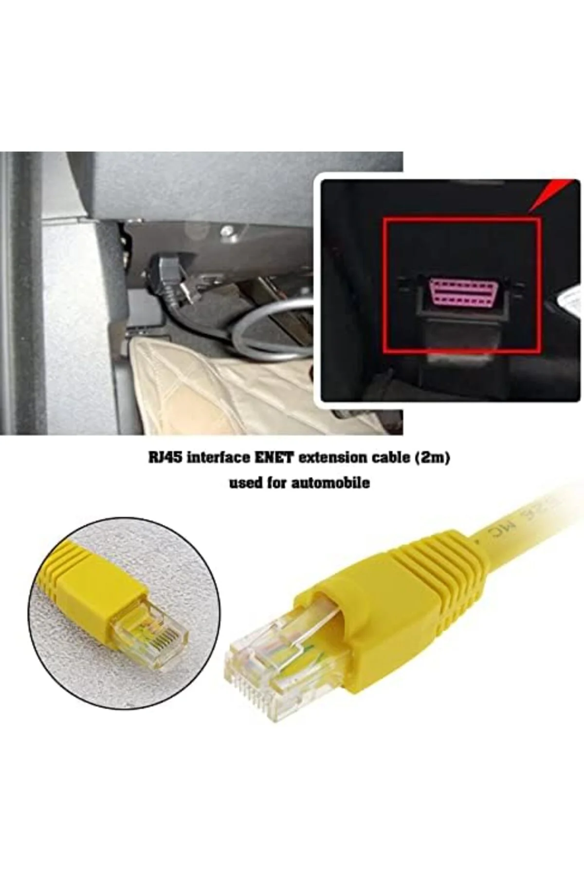 TTKTEKNOLOJİ Enet OBD2 Kablosu 2M Ethernet Kablosu Ethernet Konne