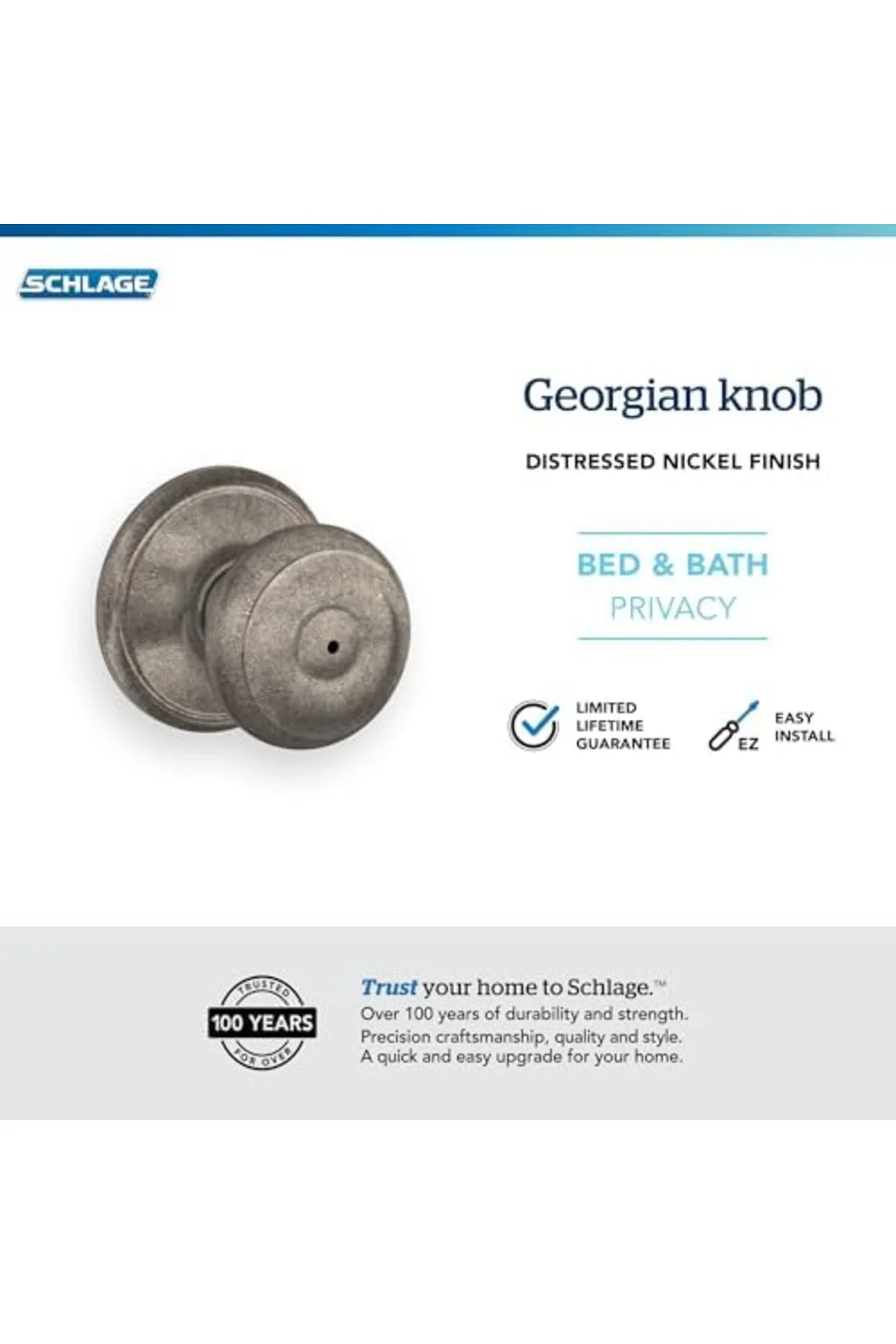 TTKTEKNOLOJİ F40 GEO 621 Georgian Privacy Düğmesi, Distressed Nik