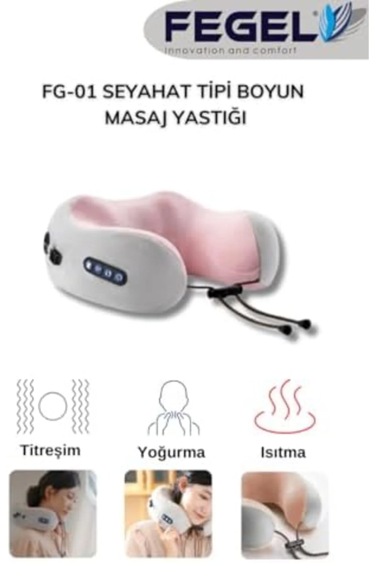 TTKTEKNOLOJİ FEGEL FG-01 Seyahat Tipi Masajlı Boyun Yastığı (Pemb