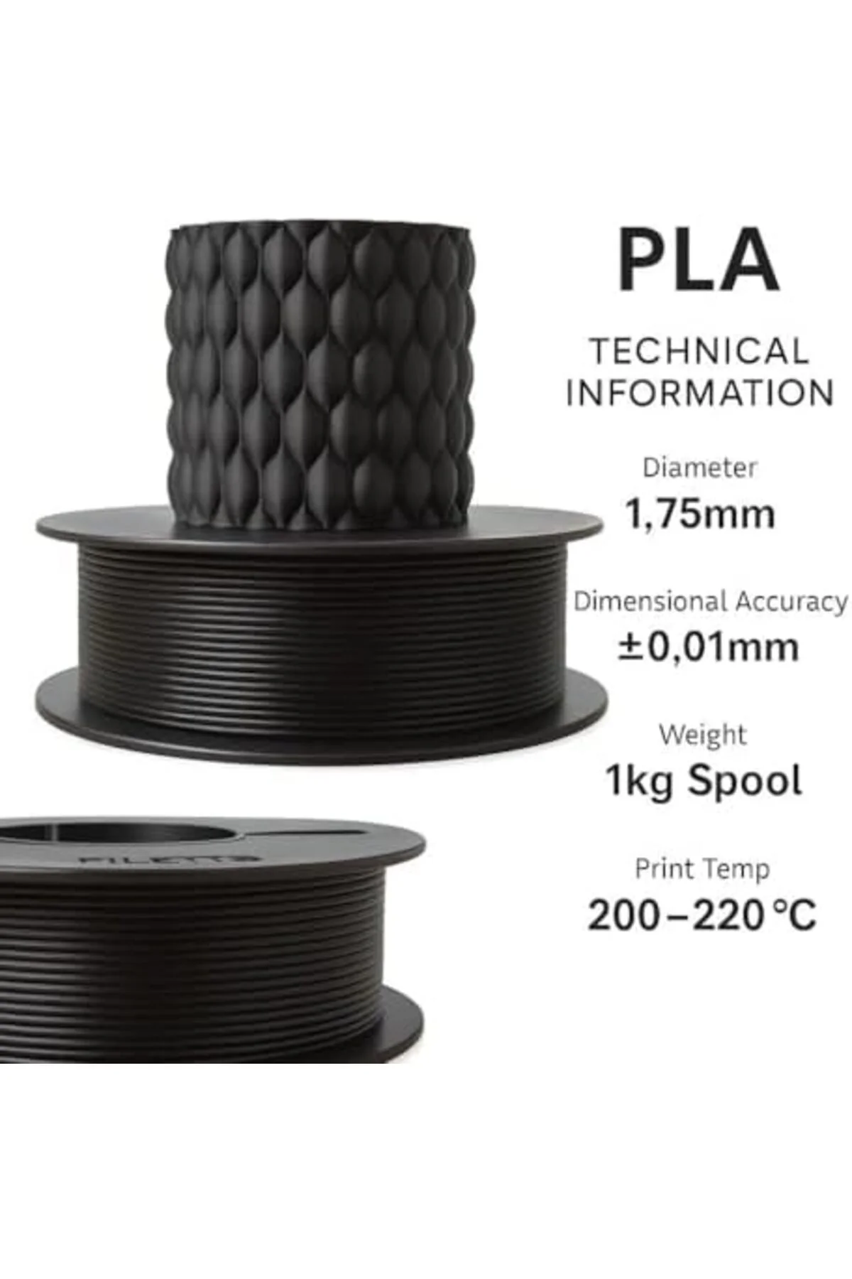 TTKTEKNOLOJİ Filetto Pla+ Filament 1.75mm 1 Kg - Siyah TTKTEKNOLO