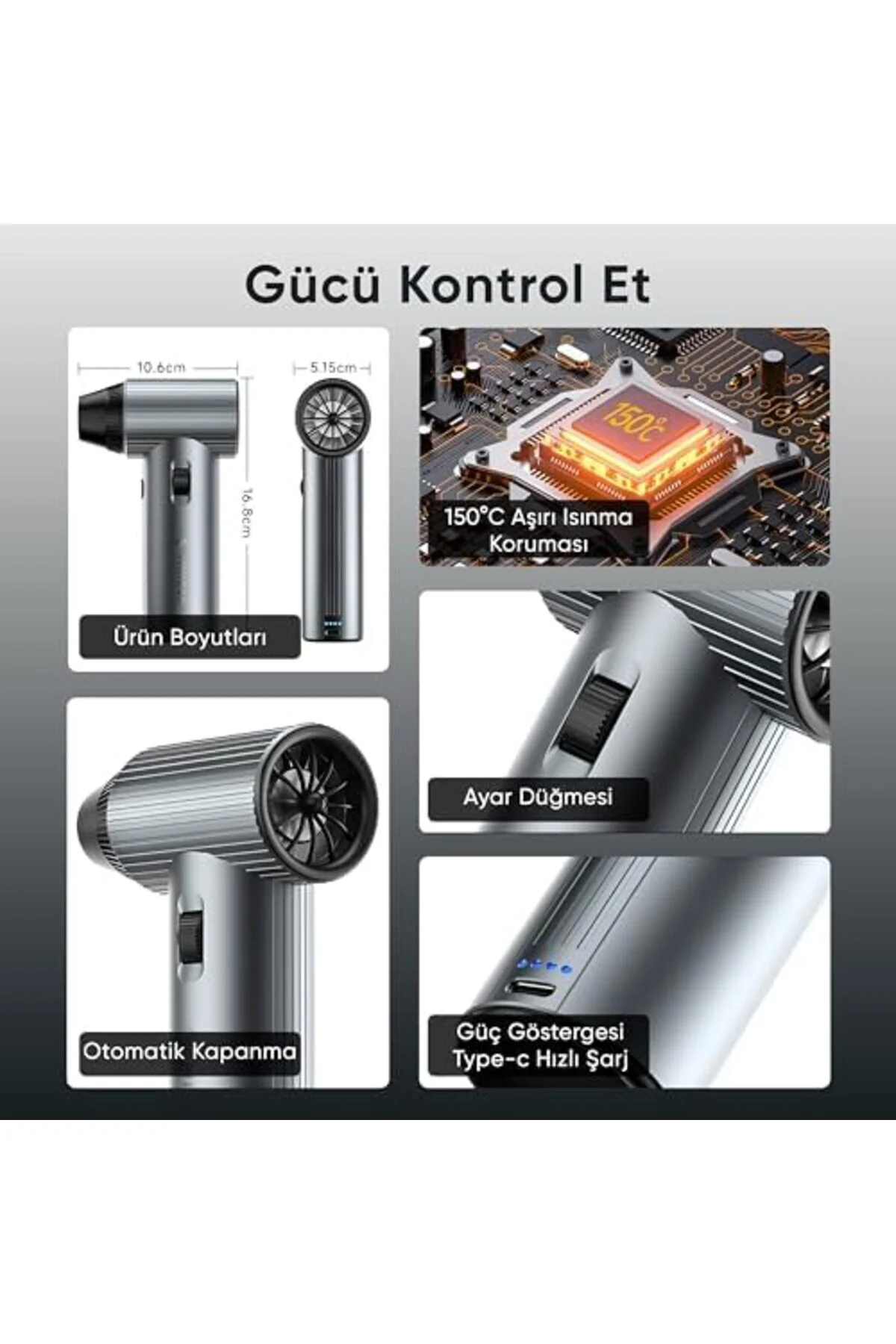TTKTEKNOLOJİ G500 HyperWind™ Turbo Jet Fan Hava Üfleyici - 【Turbo
