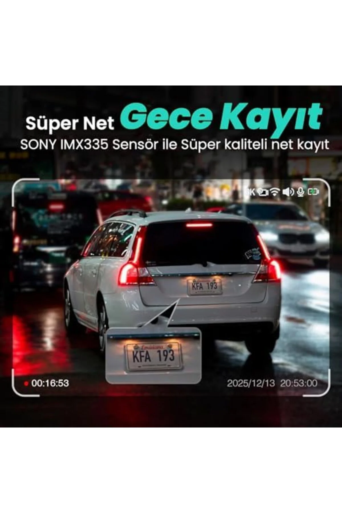 TTKTEKNOLOJİ G500H Ön 3K-Arka 1080p 160° Geniş Açı Gece Görüşü Da